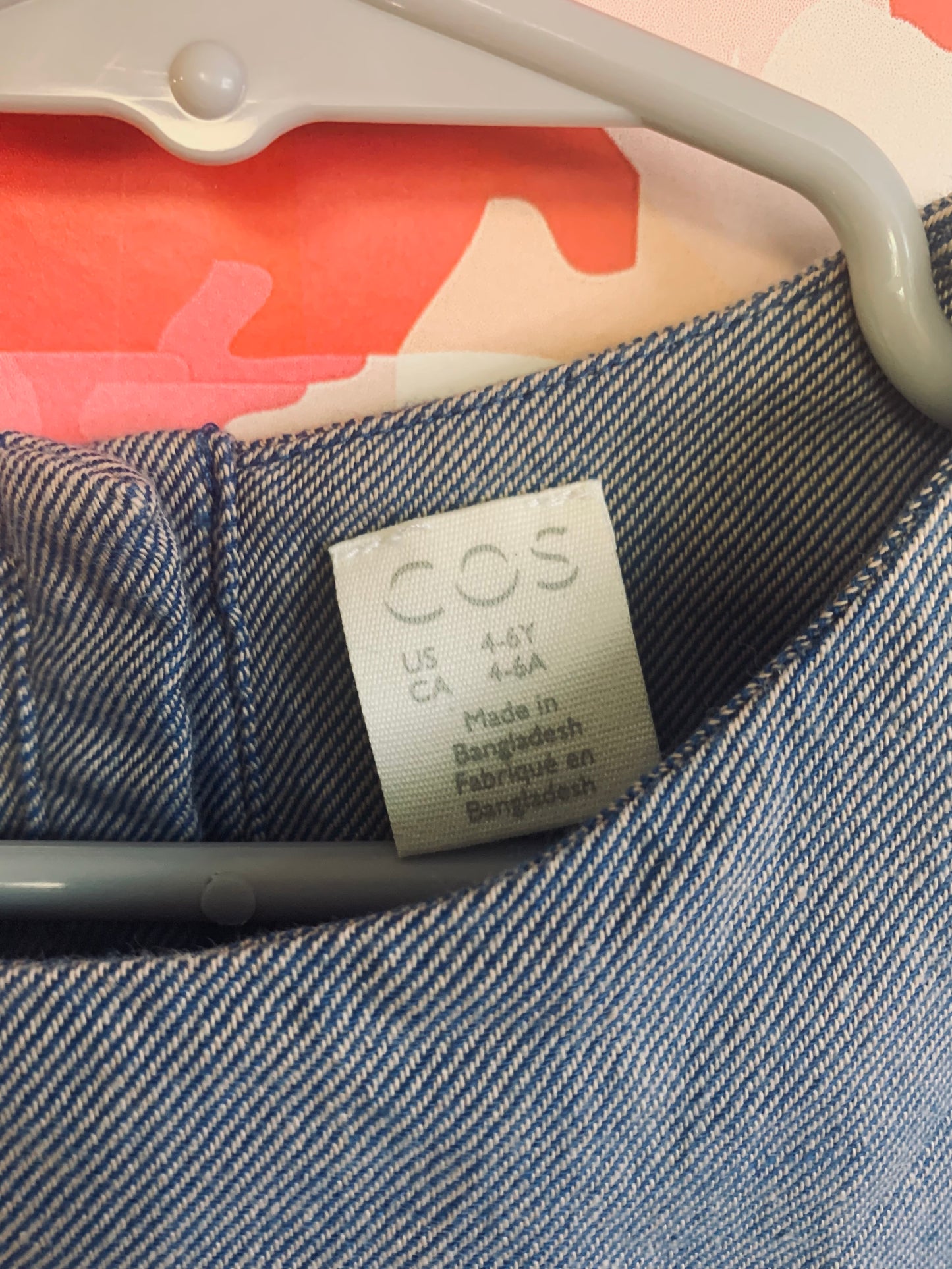 COS blue 100% cotton dress with flare skirt & one pocket. Snap closure on back. Size 4T - 6T