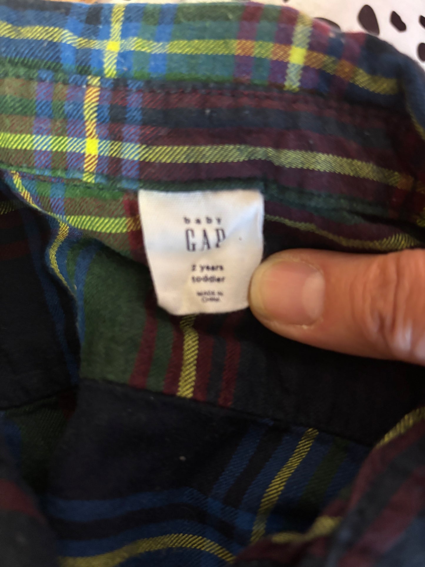 Baby Gap blue, green, red, yellow plaid button down. Size 2T