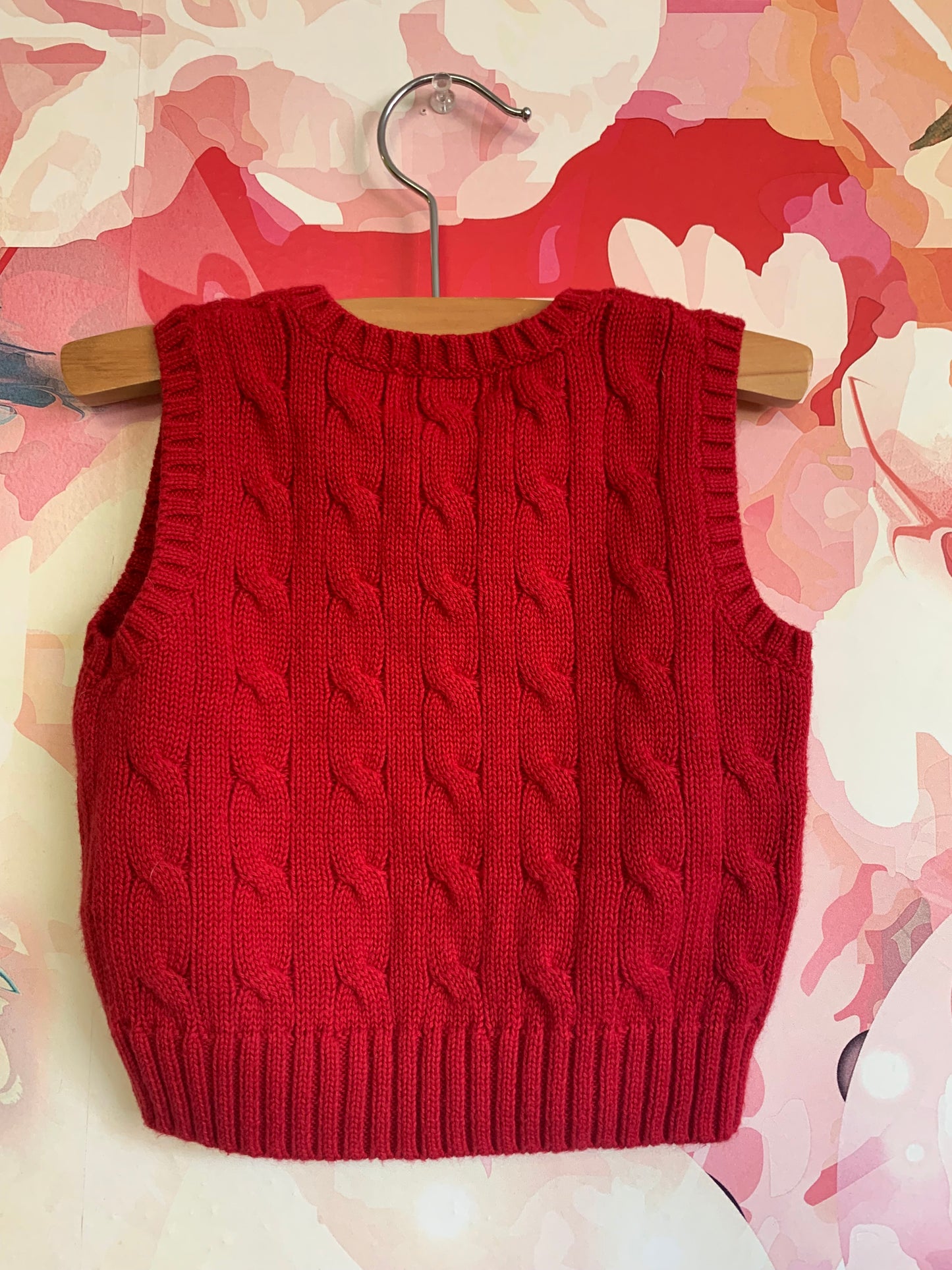 Ralph Lauren red knit vest. Size 6m.