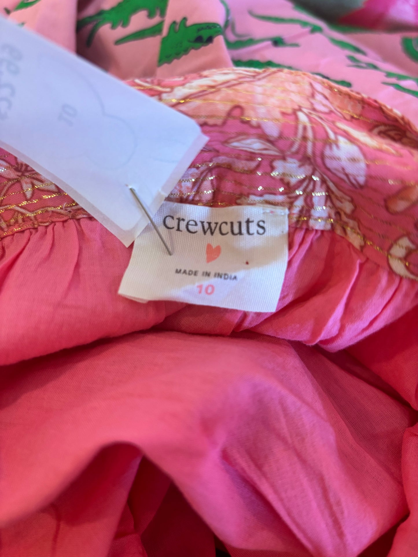 Crewcuts pink & gold summer dress with lining. Size 10.