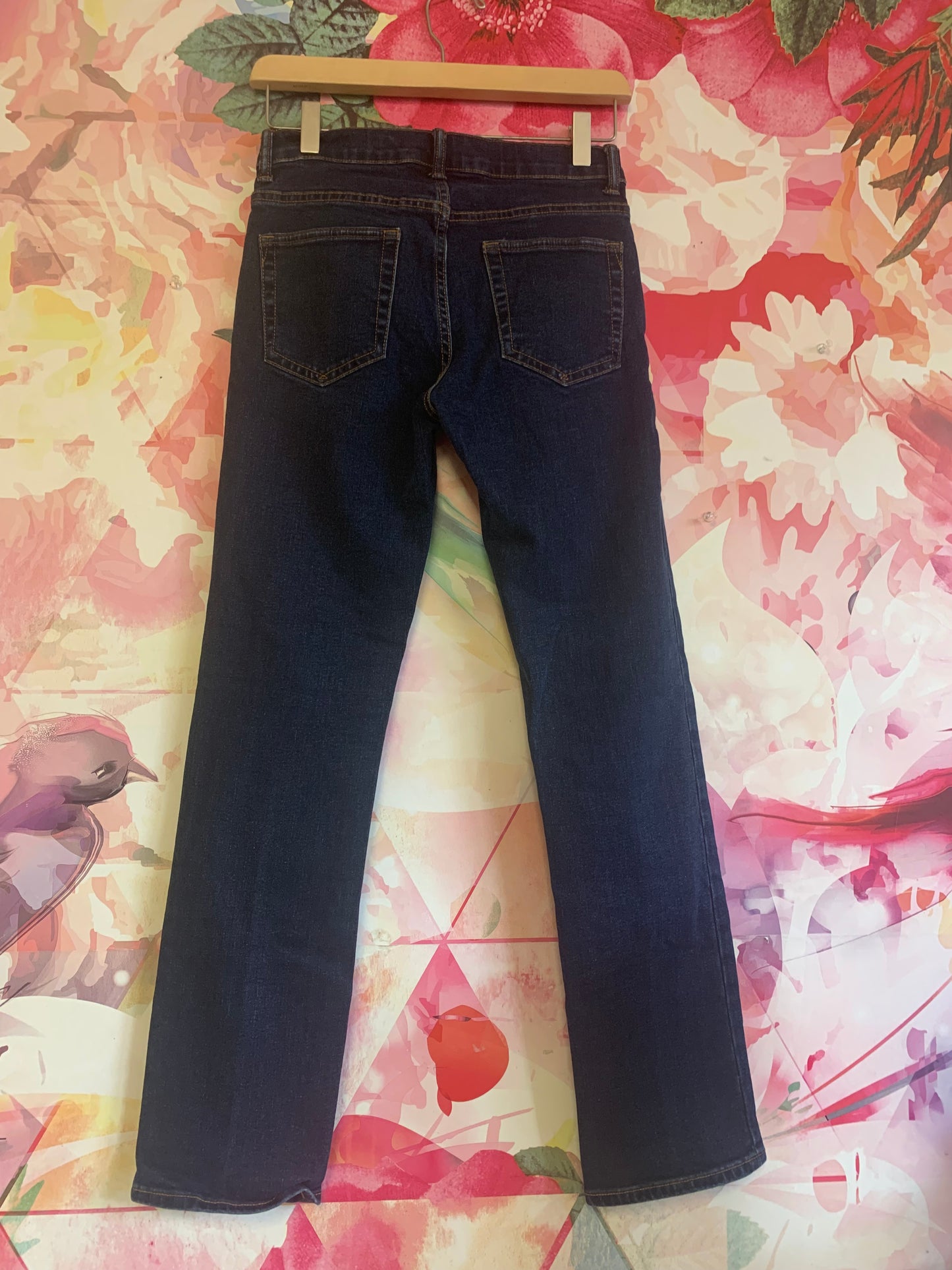 Gap dark blue stretch straight jeans with adjustable waist. Size 14