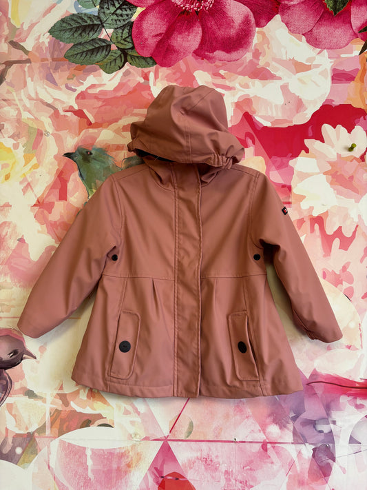 Batela Pink Jacket With Hood. Black Faux Fur Lining. Size 2T.