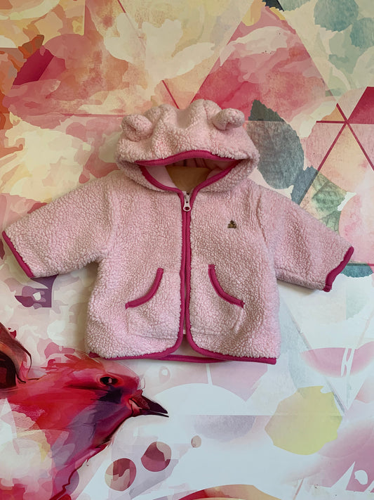 Baby Gap pink fleece hooded jacket. Size 0-3m / NB