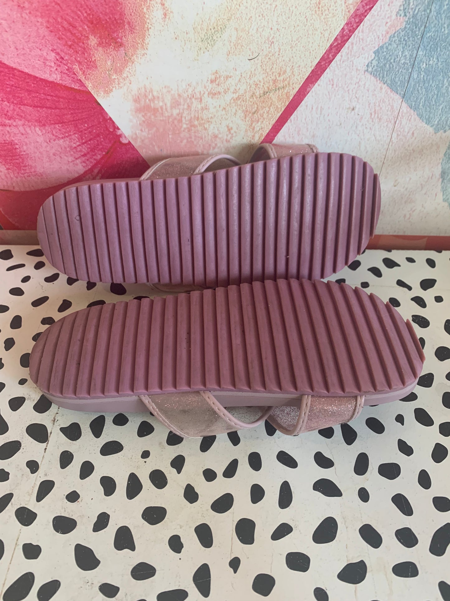 Crewcuts light purple slip on sandals with sparkly criss cross straps. Size 3