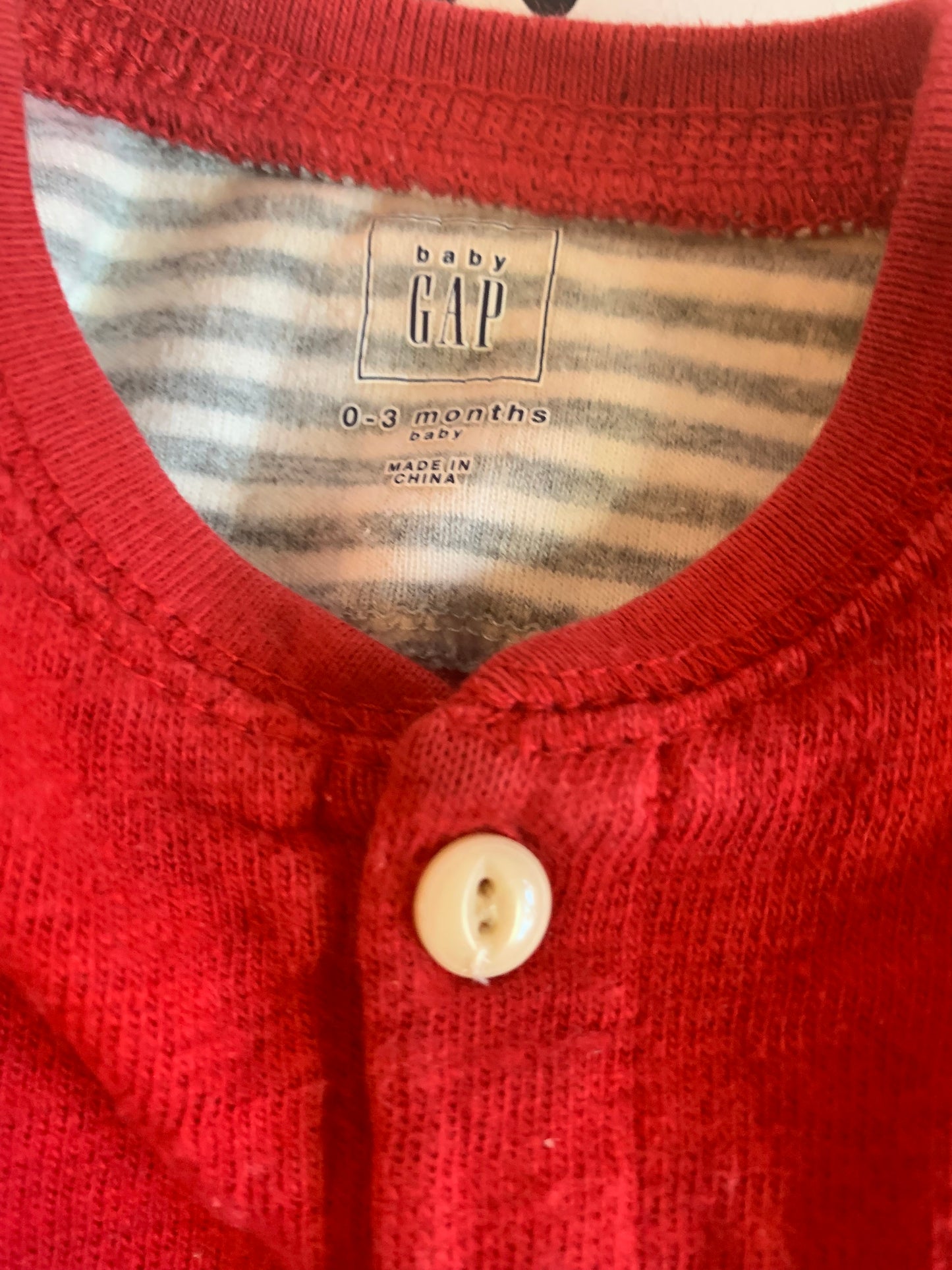 Baby Gap red long sleeve romper with buttons & snaps. Size 0-3m / NB