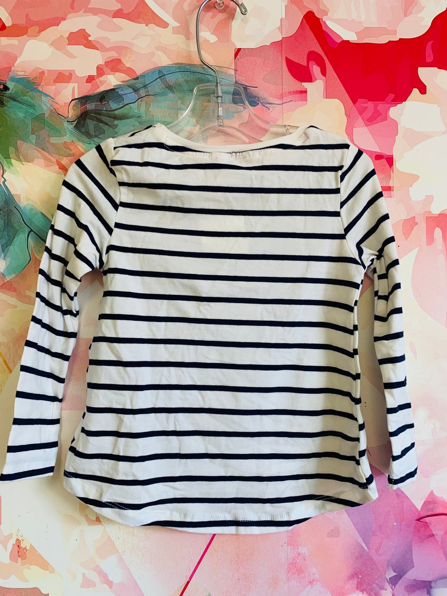 Black & White stripe long sleeve top with gold/silver sequin bunny face. Size 2T - 4T. *New with tags*