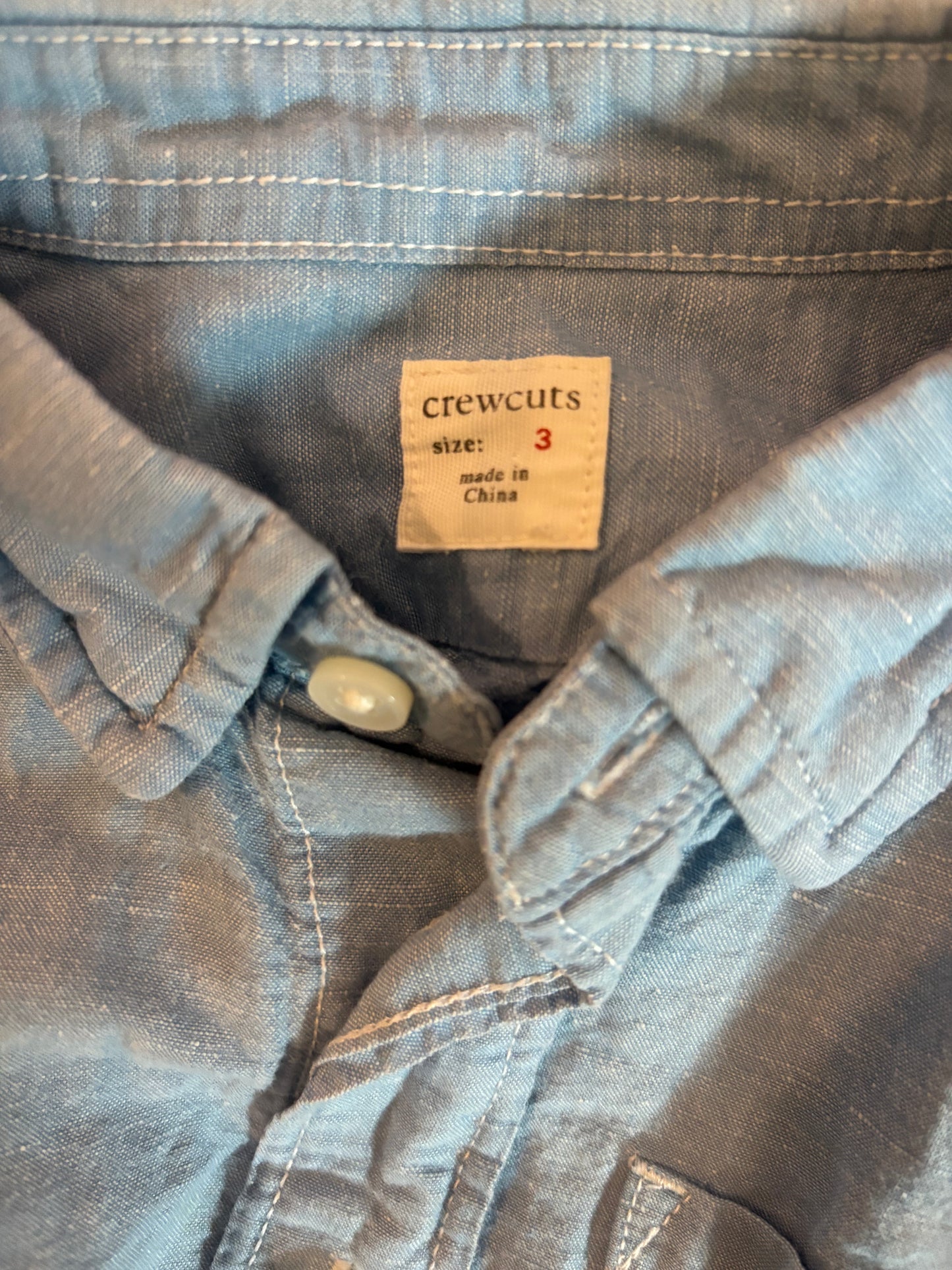 Crewcuts blue button down. Size 3T