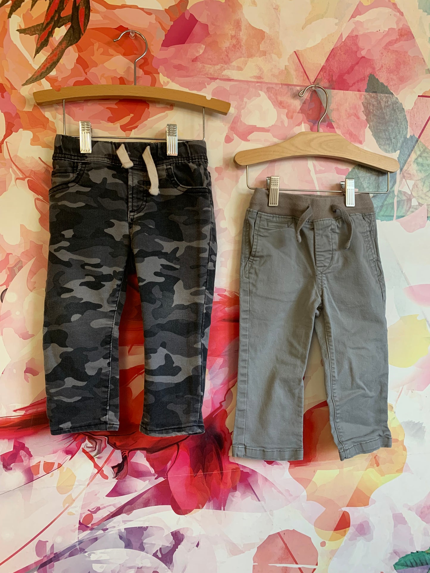 Gap grey & camouflage pants. Both Size 18-24m