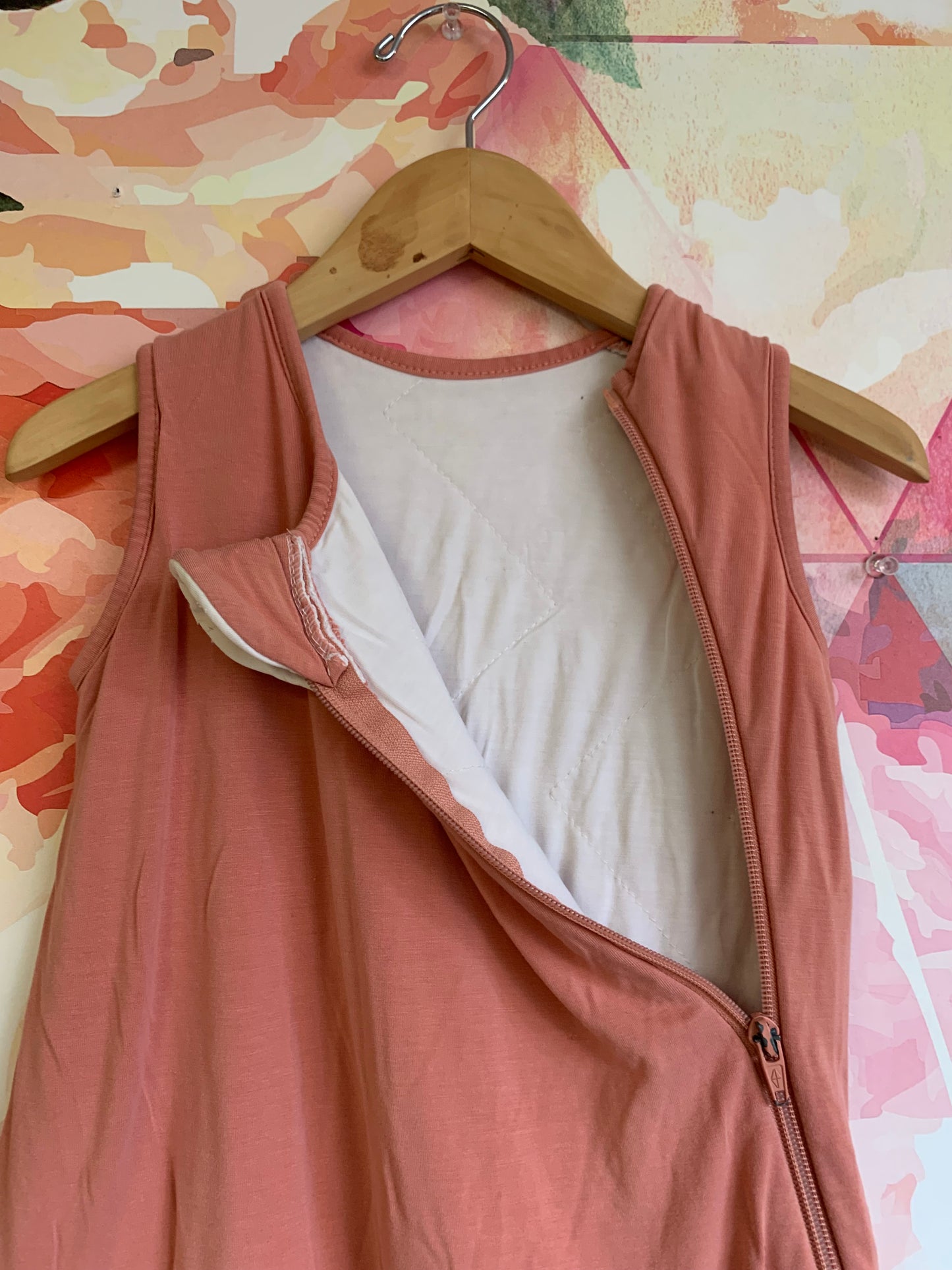 Kyte coral 100% cotton sleep sack. Size Medium. Zippers down front and at bottom.