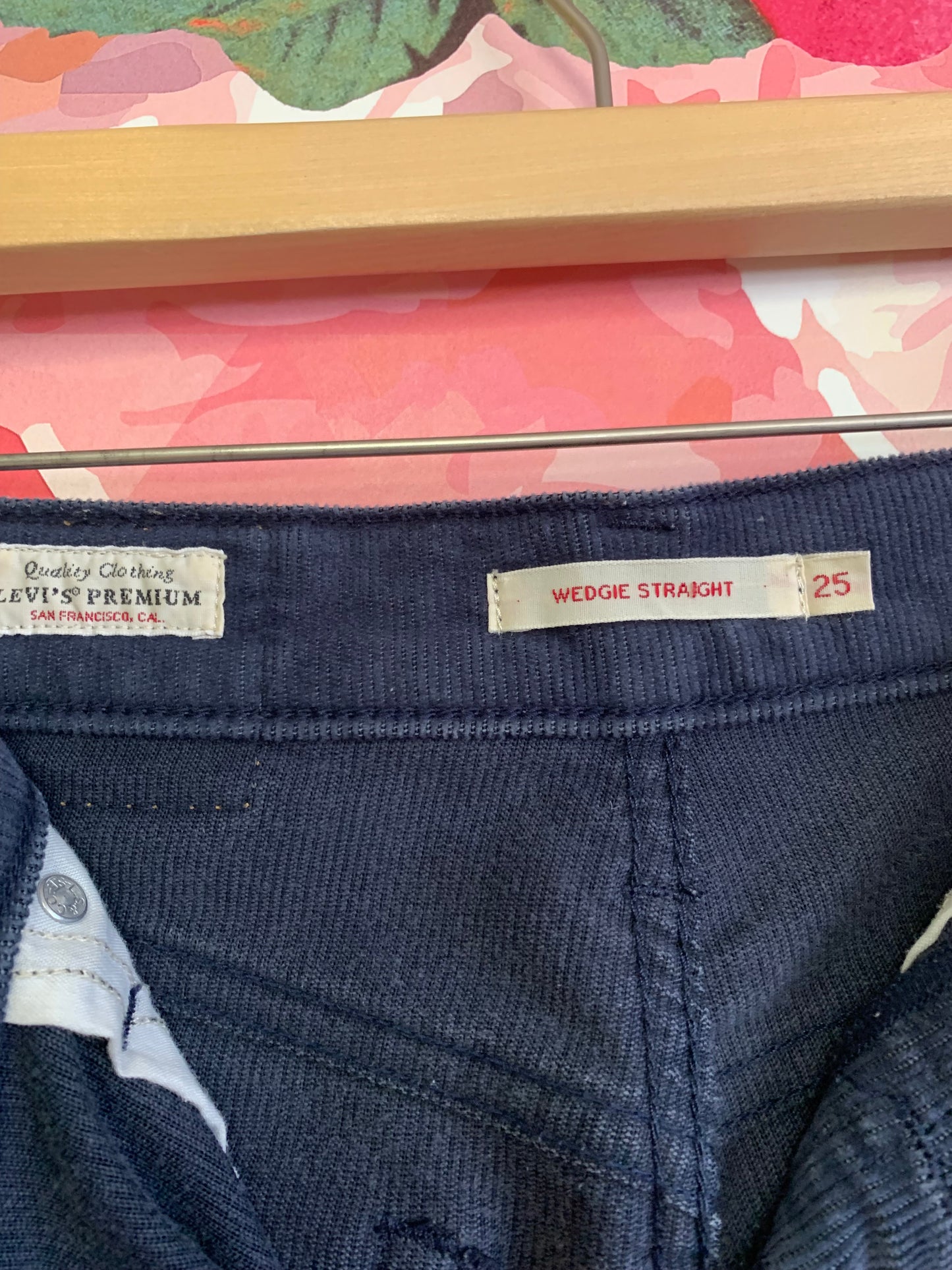 Levi’s Premium blue corduroy pants. Wedge Straight style with button fly. size 25.