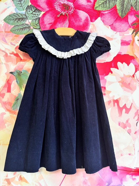 Bailey Boys Classics navy blue corduroy short sleeve dress with white Peter Pan collar. Size 4T.
