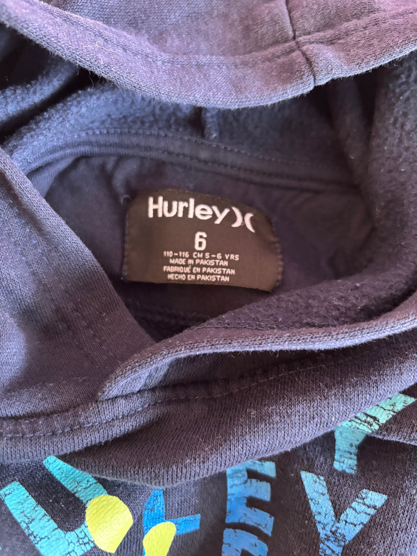 Hurley navy blue hoodie. Size 6T.