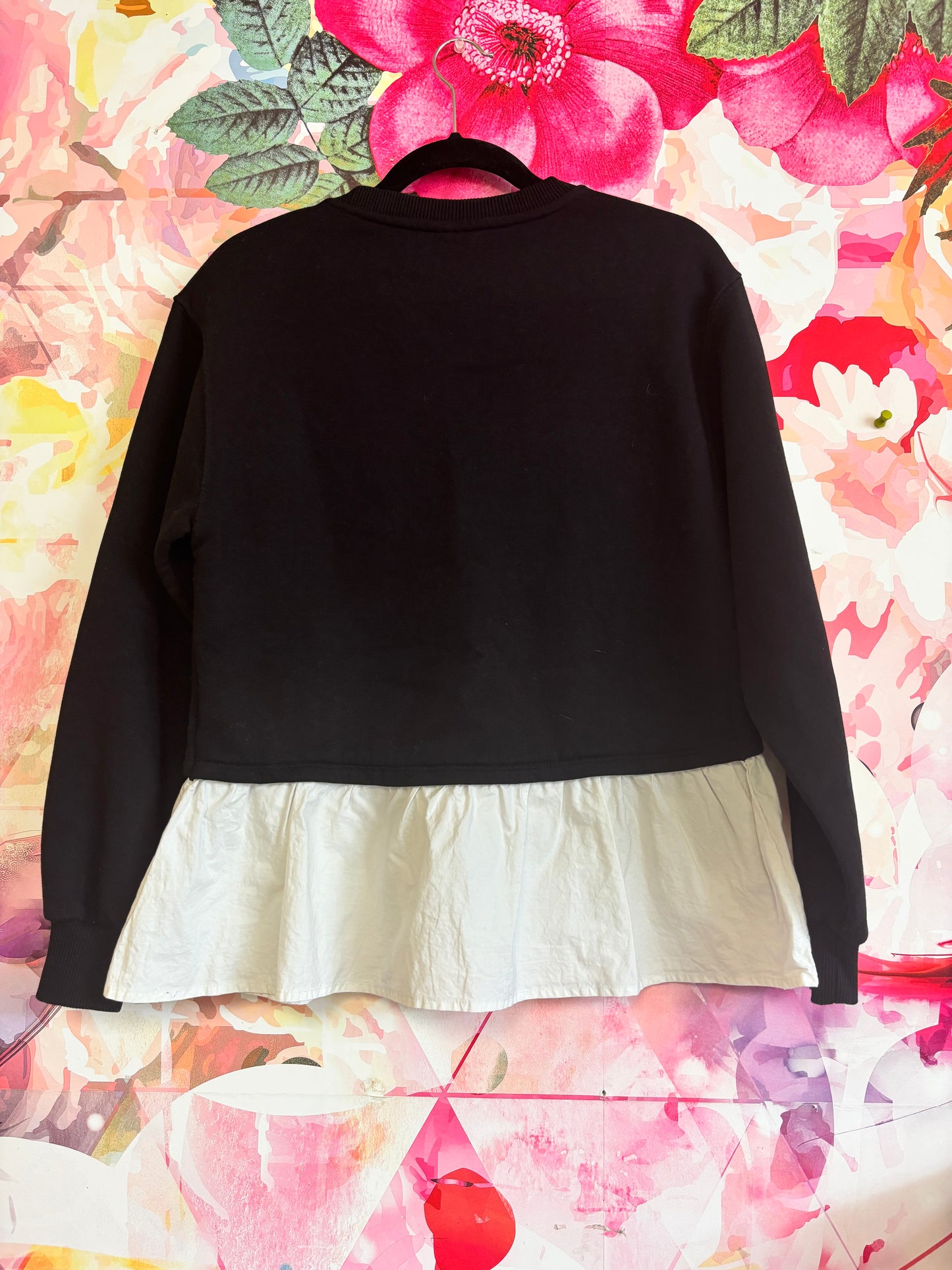 Zara black & white sweatshirt blouse tunic top. Size 14