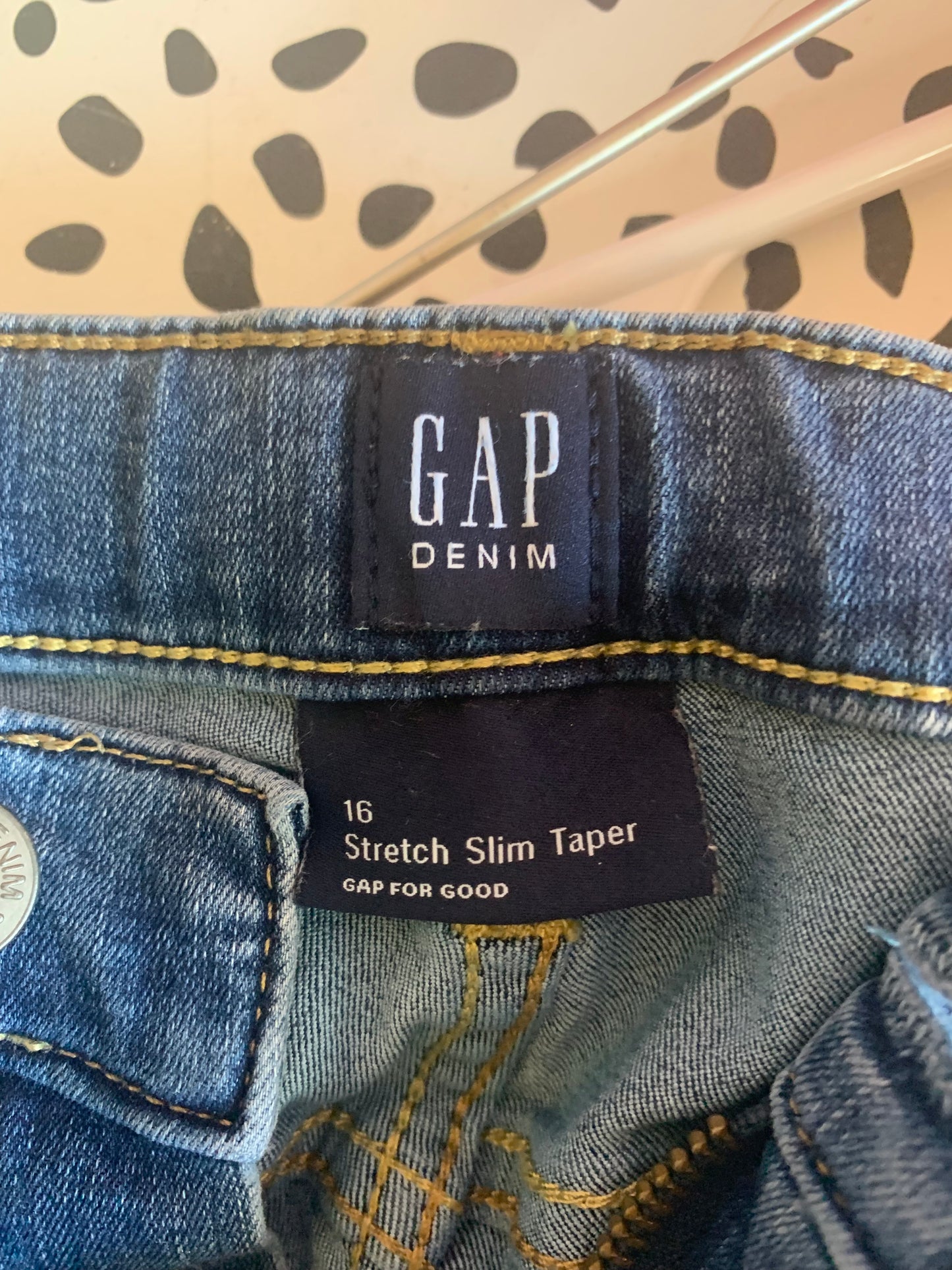 Gap blue jeans with adjustable waist. Size 16.