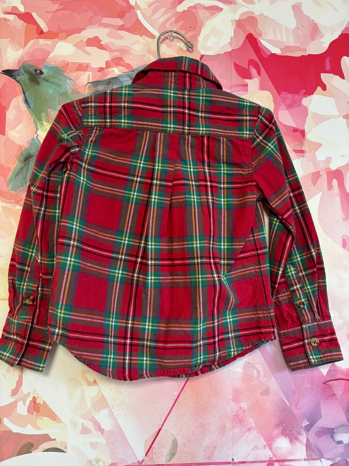 Tommy Bahama red/green plaid long sleeve button down. Size 4T