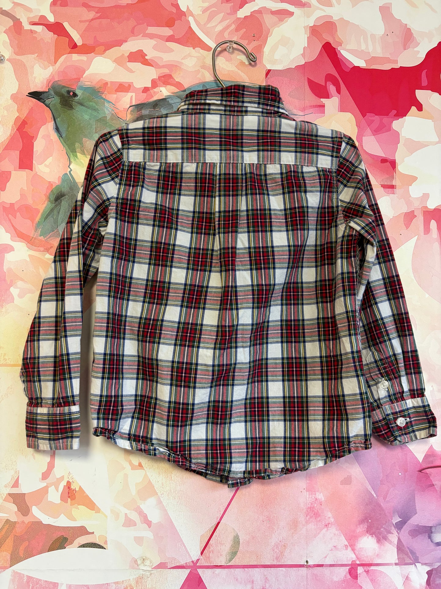 Janie & Jack red/blue/green/ white plaid long sleeve button down. Size 4T.