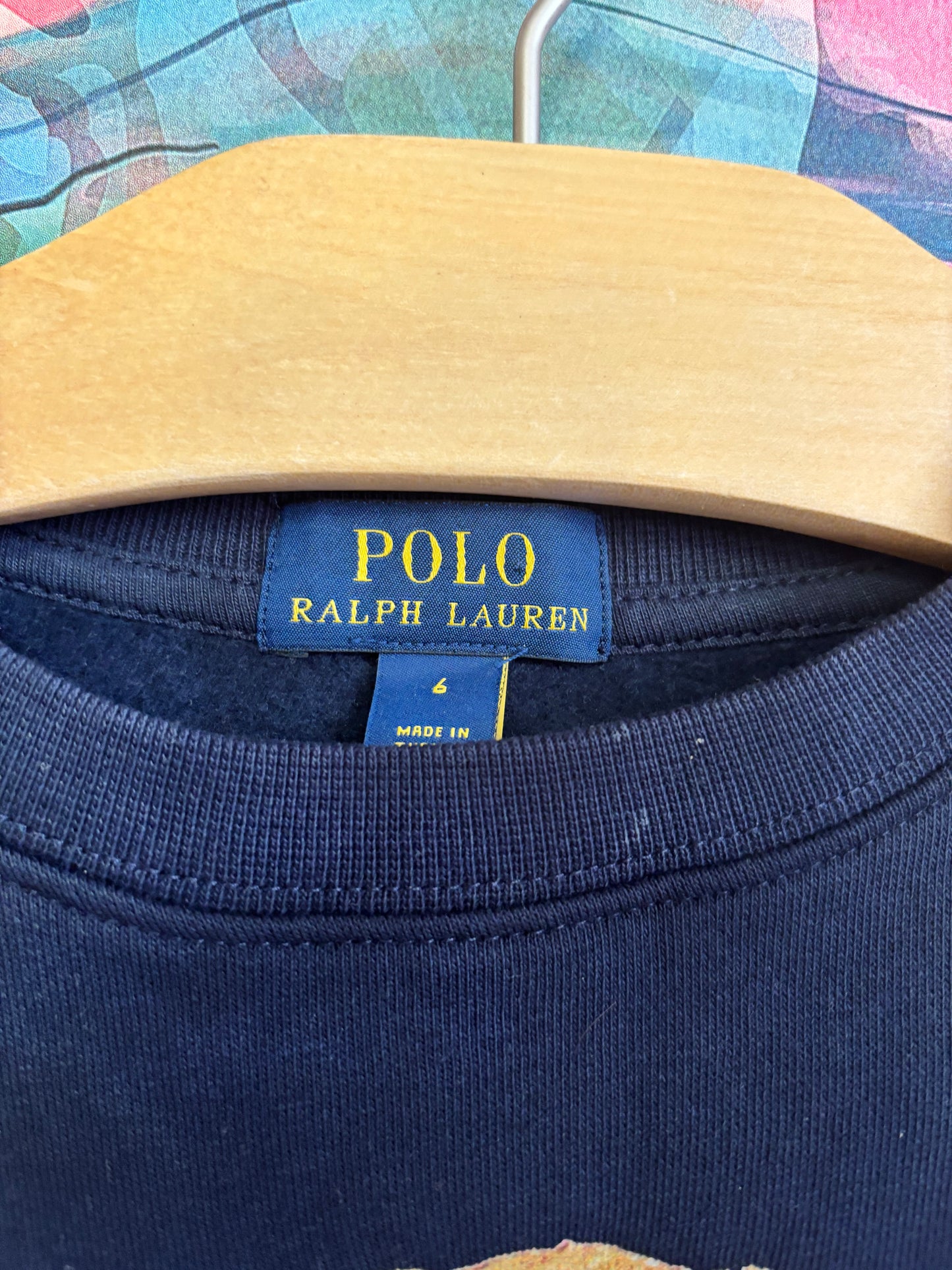 Polo Ralph Lauren navy blue sweatshirt with Polo Bear logo. Size 6