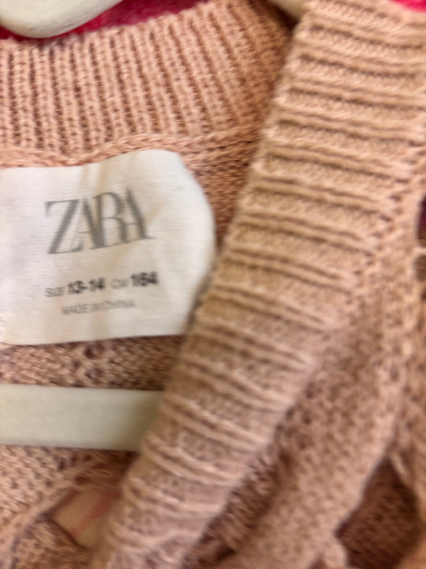 Zara light pink loose knit sweater tunic dress. Size 14