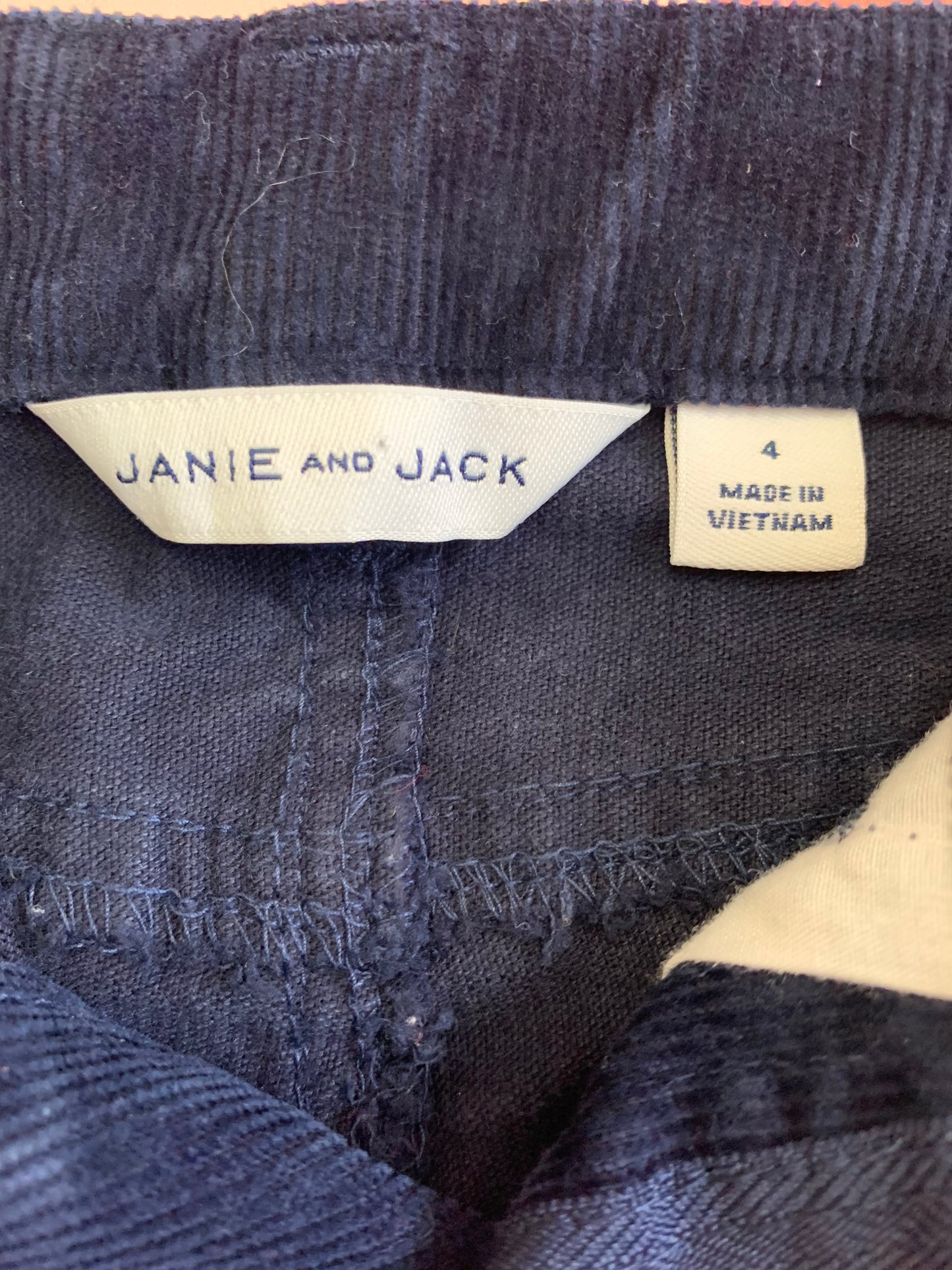 Janie & Jack navy blue straight leg corduroy pants. Size 4T