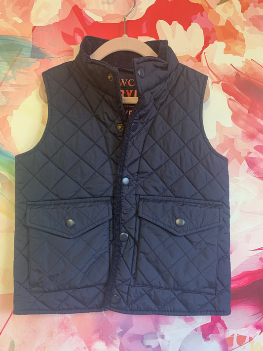 Crewcuts navy blue quilted vest with corduroy piping and inside collar. Snap front closure. Size 4T / 5T