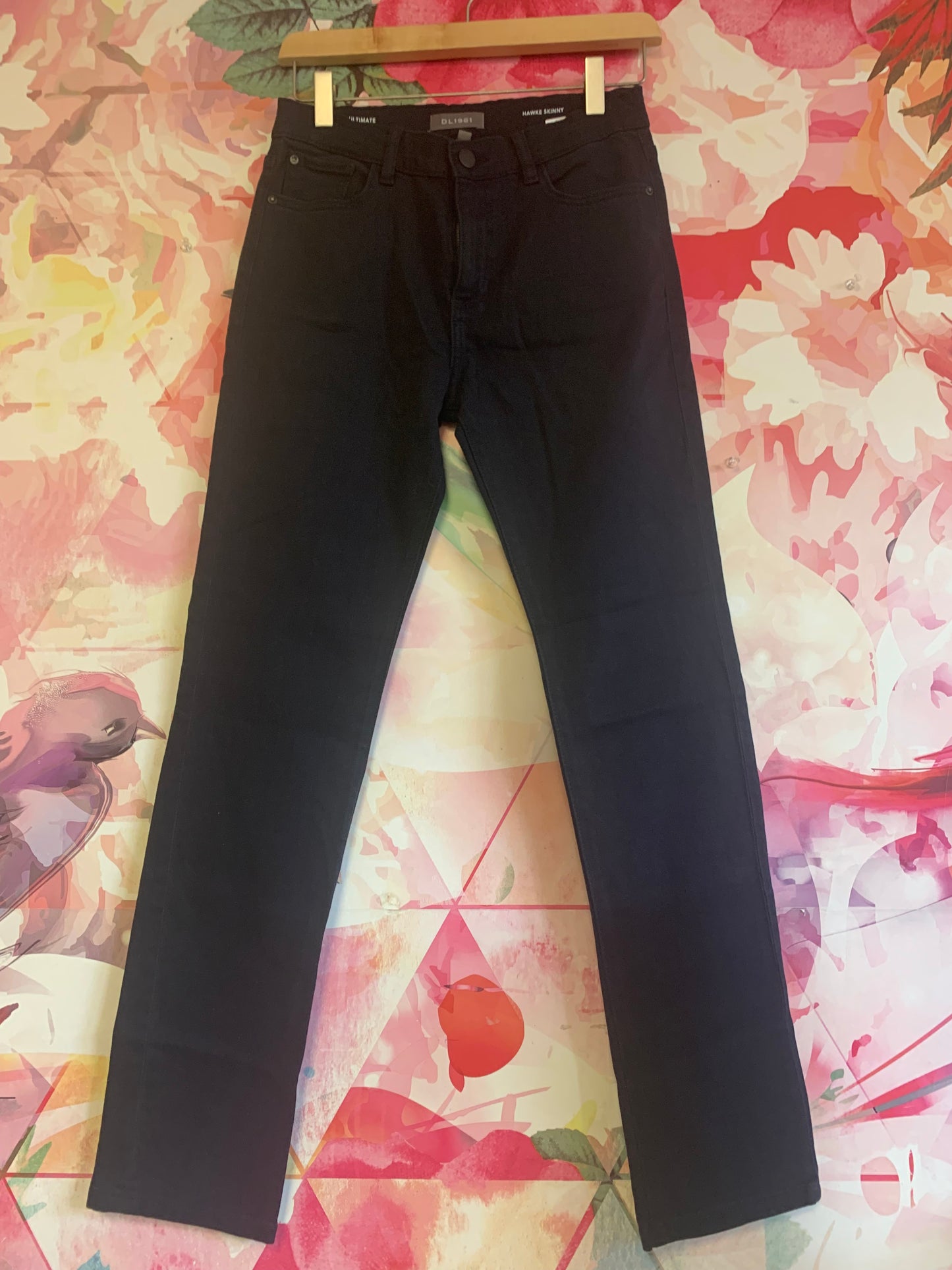 DL1961 black stretchy jeans with adjustable waist. Size 16