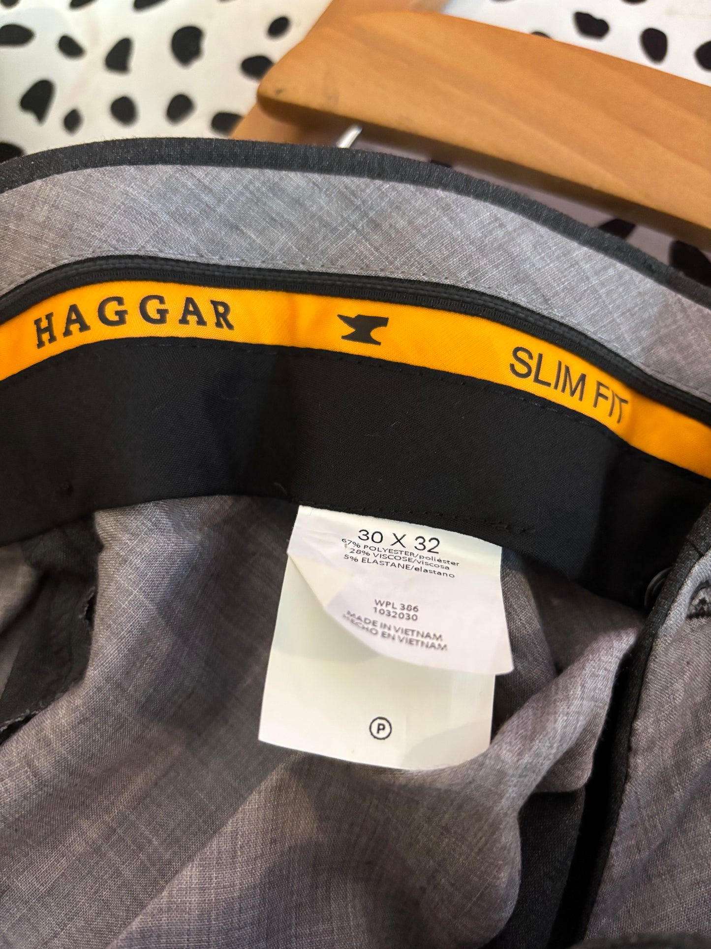 Haggar slim fit grey dress pants. Size 16T. 30x32.