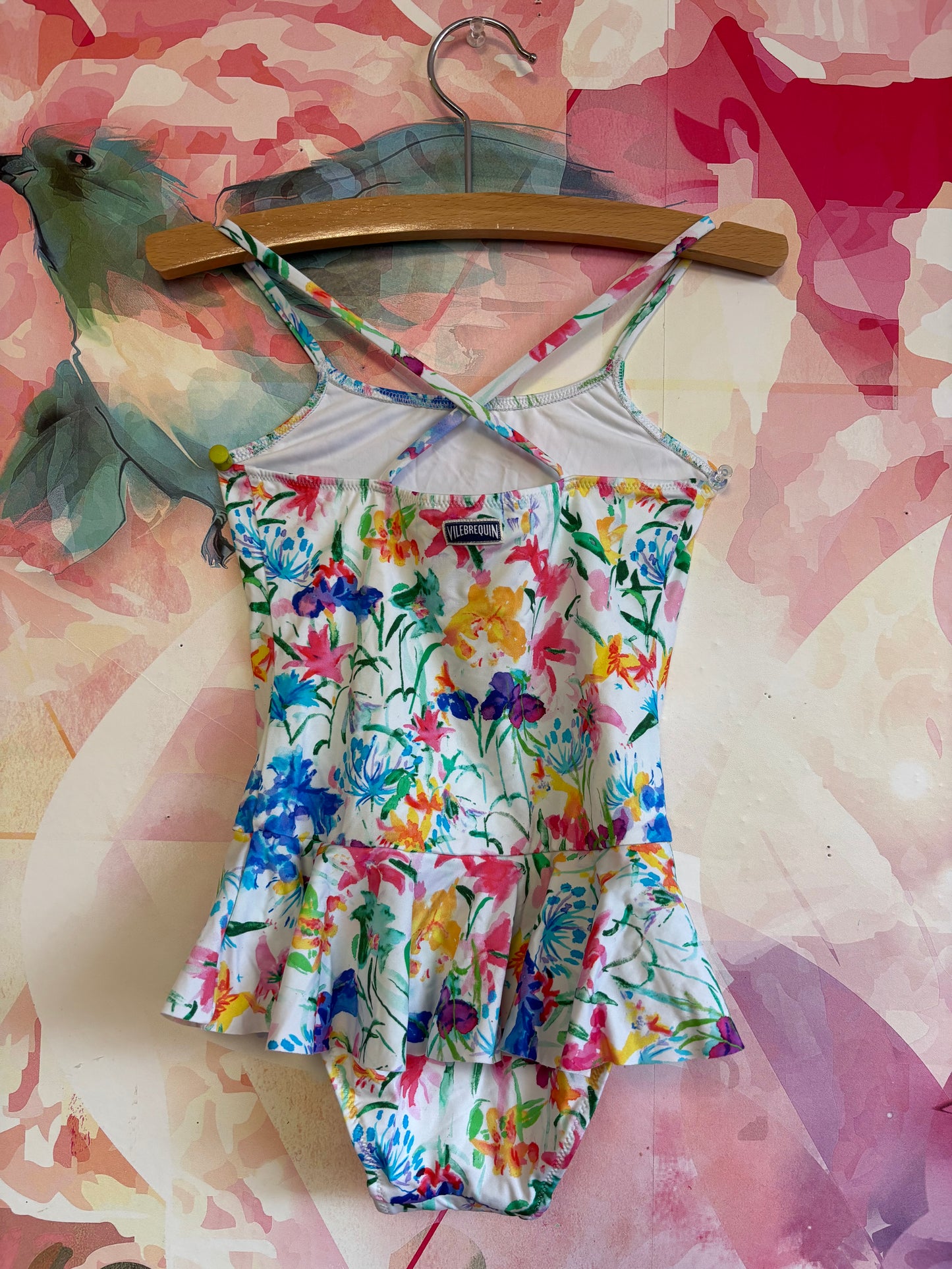 Vilebrequin colorful floral swimsuit with skirt. Size 6T