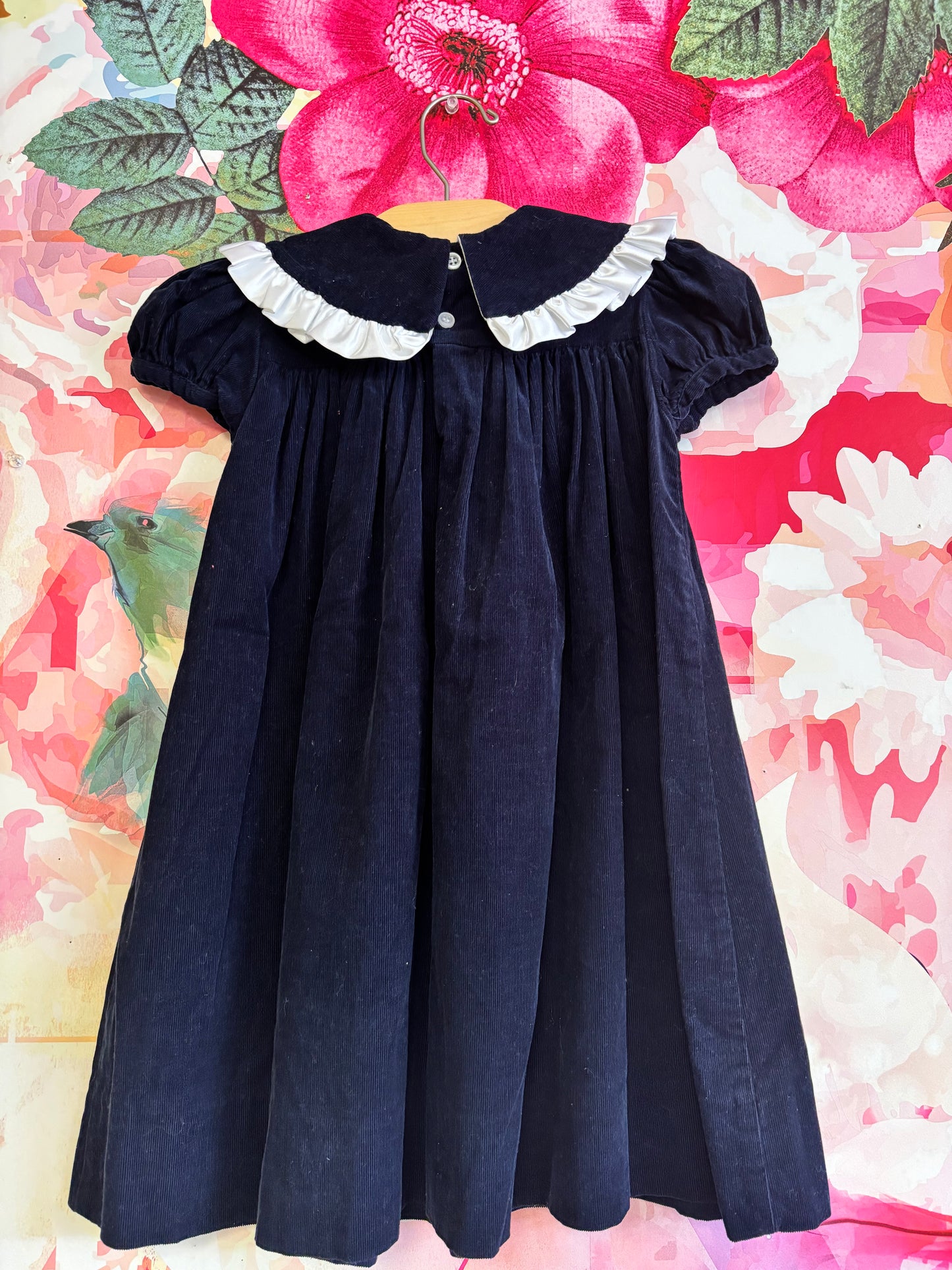 Bailey Boys Classics navy blue corduroy short sleeve dress with white Peter Pan collar. Size 4T