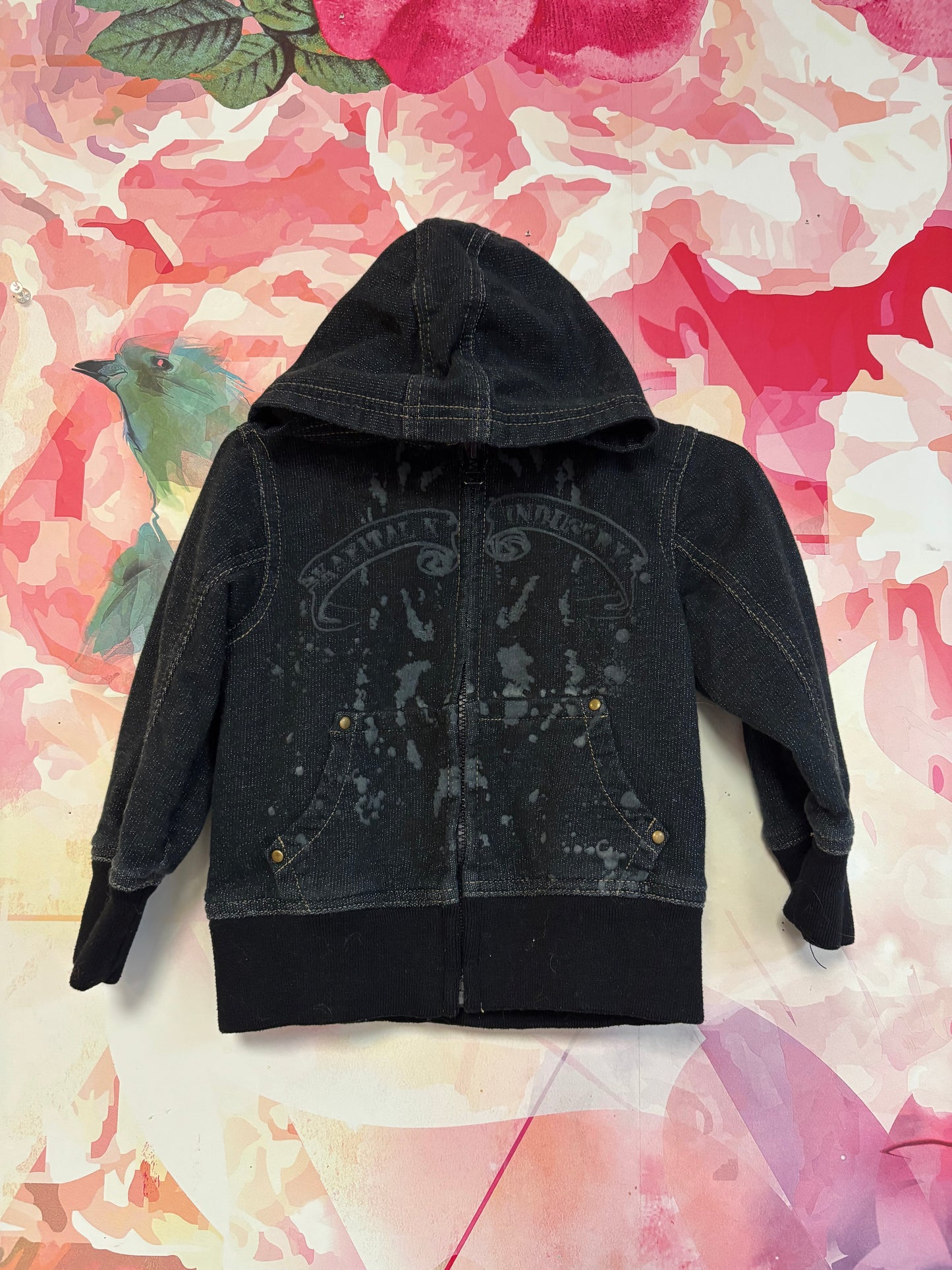 Kapital K black zip up hoodie. Size 3T