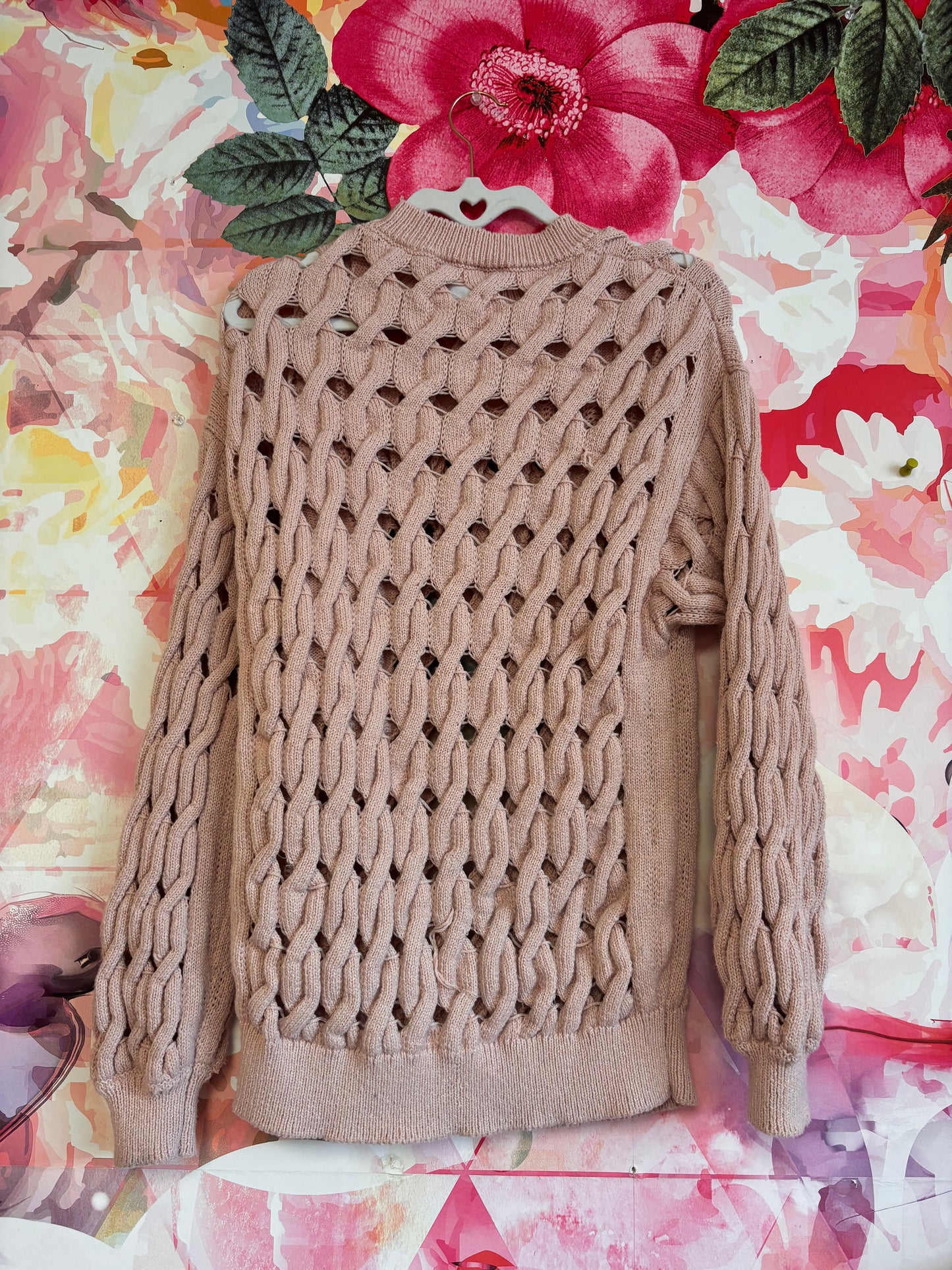 Zara light pink loose knit sweater tunic dress. Size 14T.