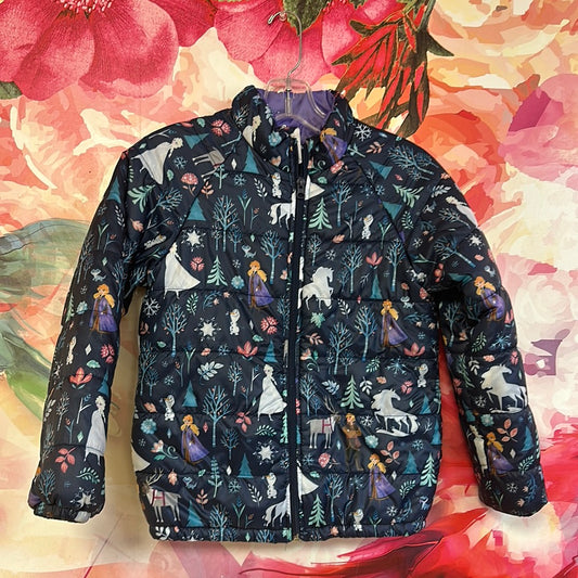Disney Frozen Navy Lightweight Puffer Jacket Size 7T
