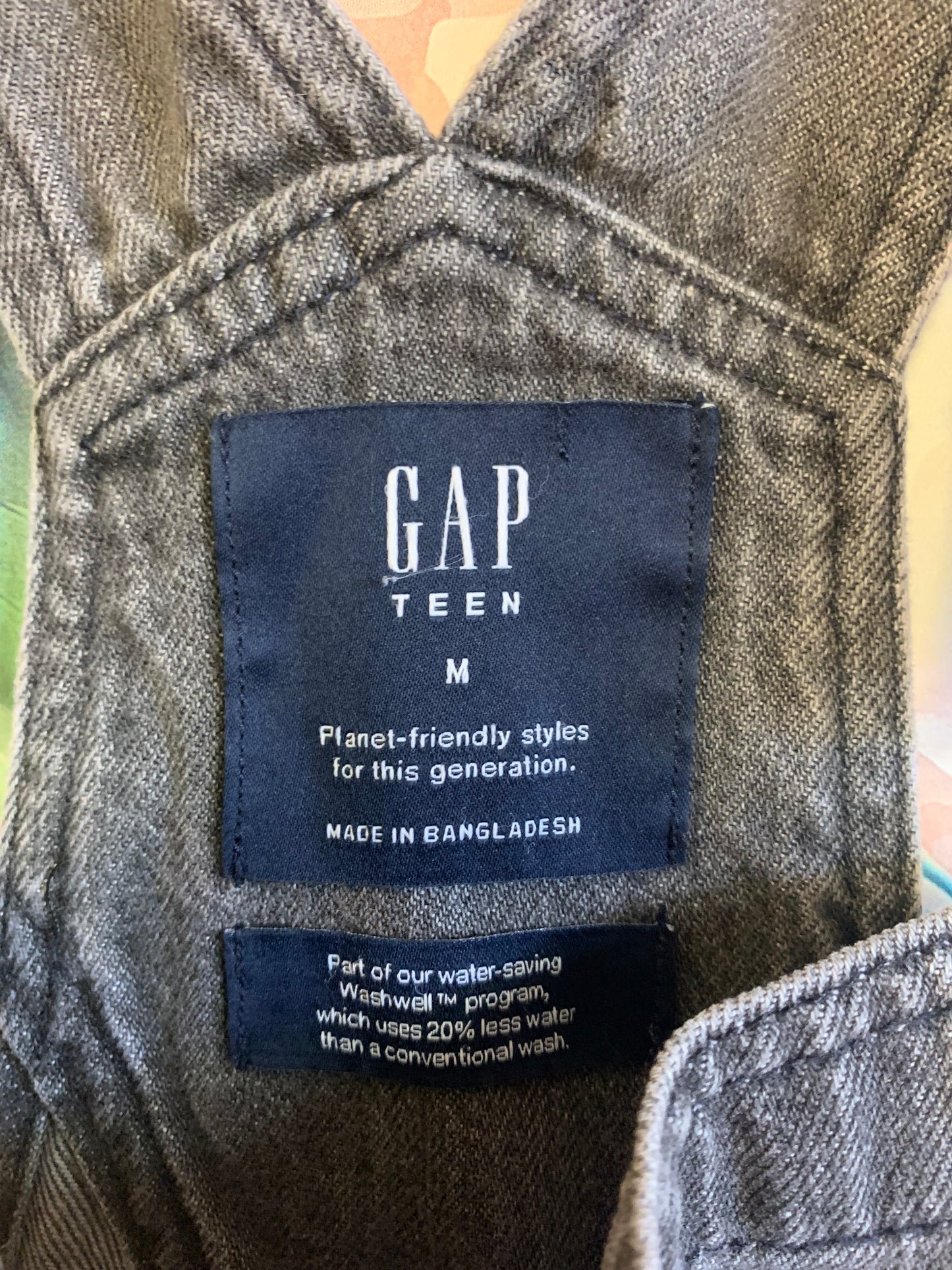 Gap Teen grey denim distressed overall shorts. Size 8 / Size 9
