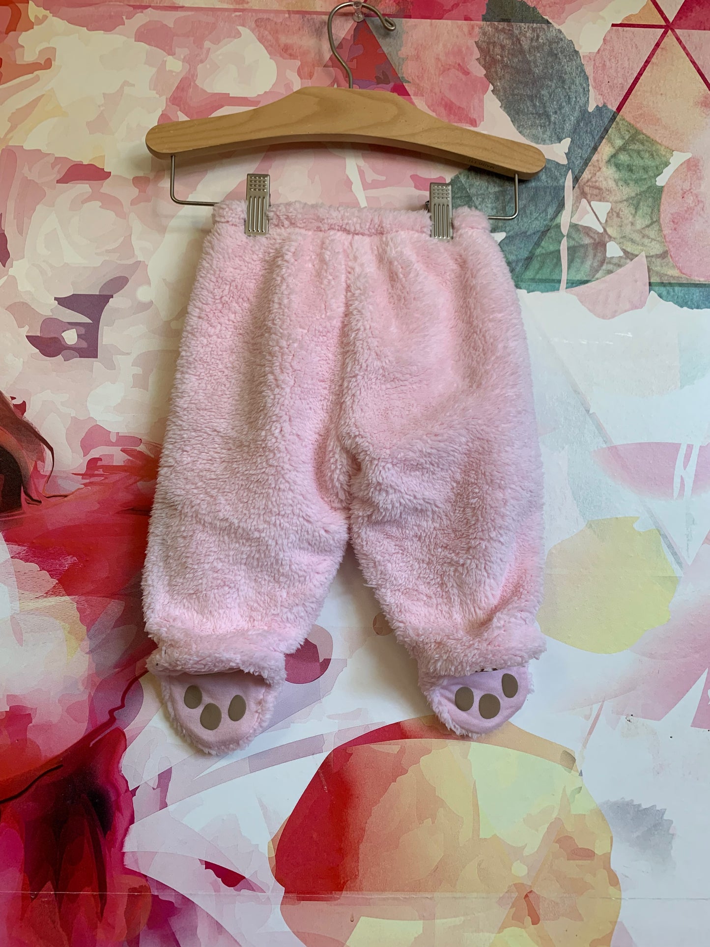 Baby Gap pink fleece footed pants. Animal feet. *New with Tags* Size 3-6m