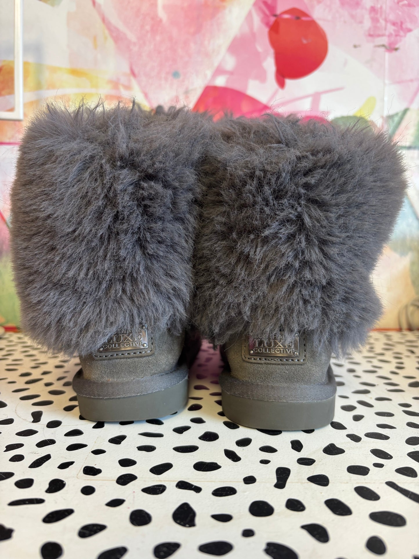 Australia Luxe Collective Gray Faux Fur Boots. Size 1B.