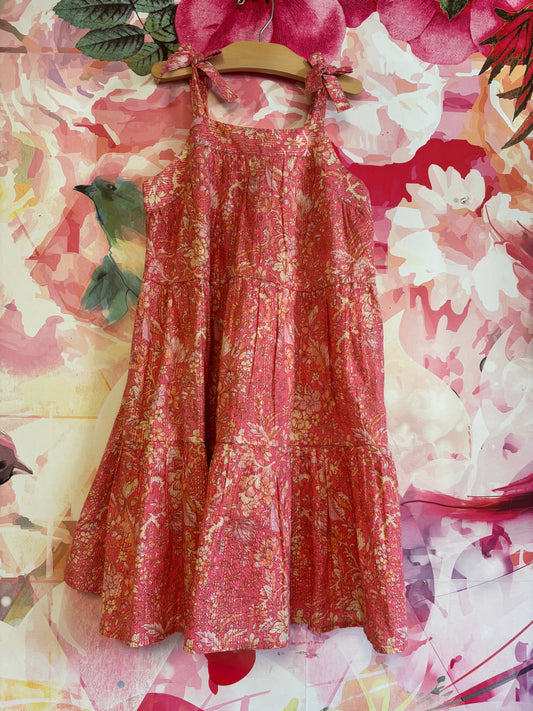 Crewcuts Pink & Gold Summer Dress With Lining. Size 10T.