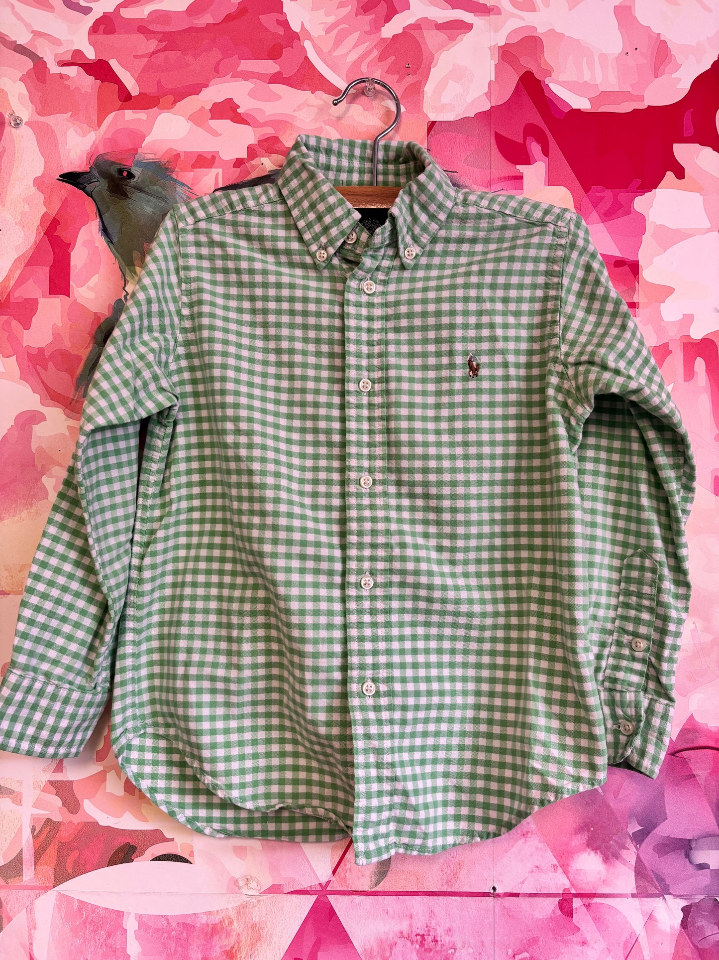 Ralph Lauren green & white checkered button down. Size 6T