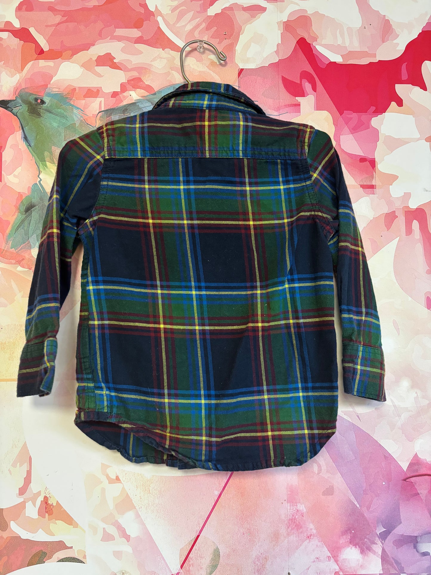 Baby Gap blue, green, red, yellow plaid button down. Size 2T