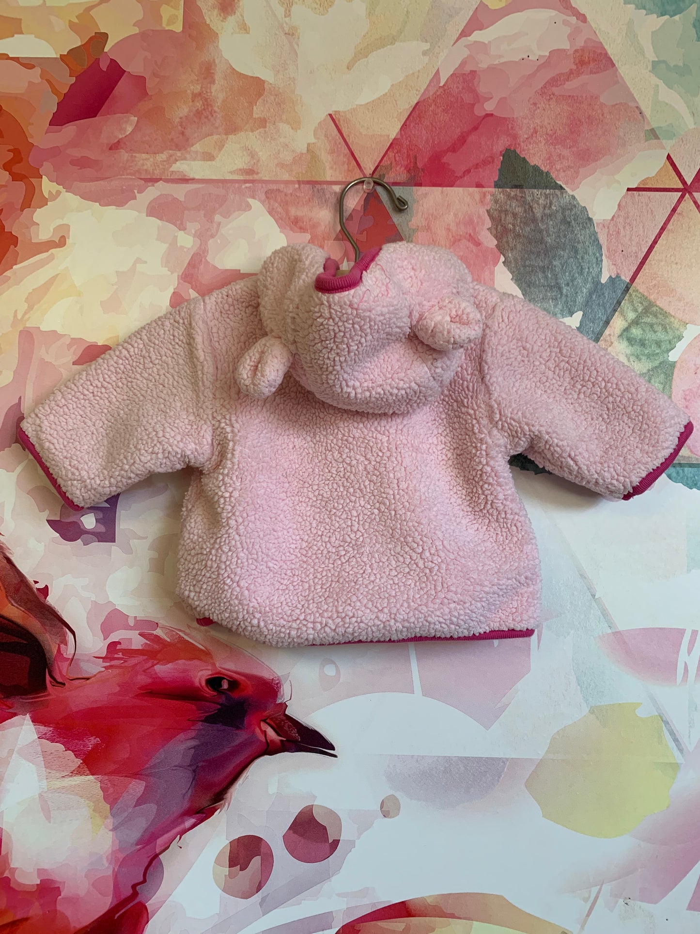 Baby Gap pink fleece hooded jacket. Size 0-3m