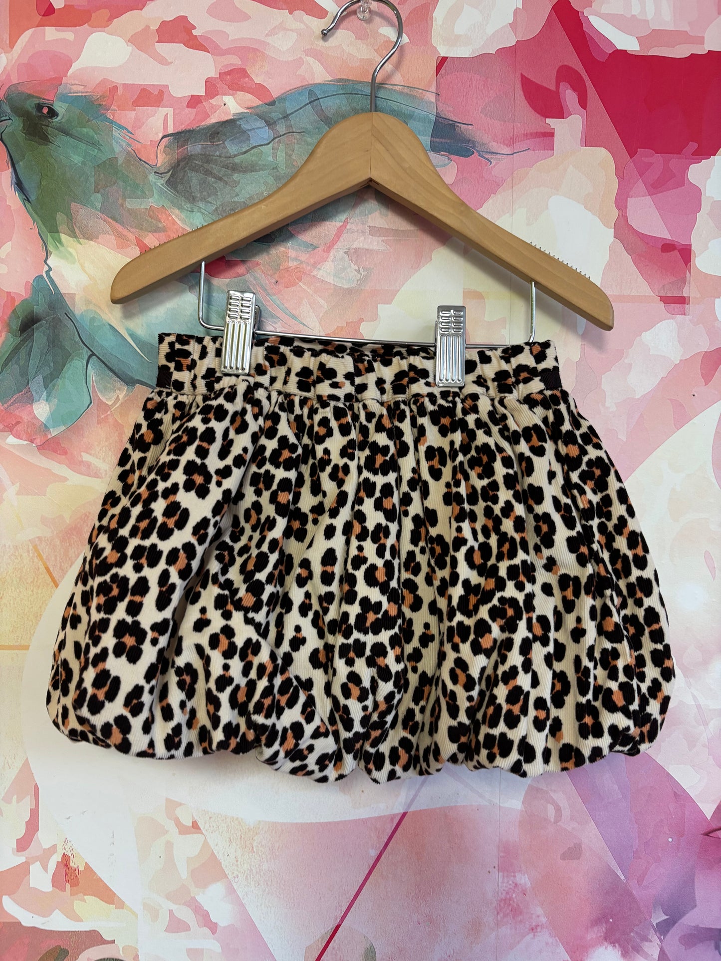 Baby Gap brown, cream, black animal print corduroy bubble skirt. Size 2T