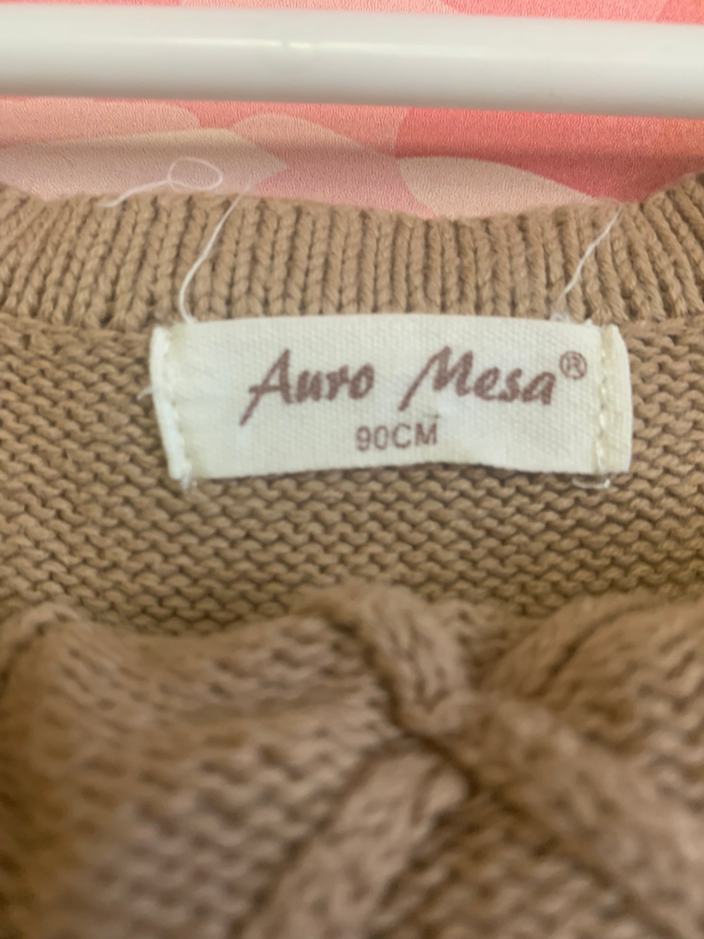 Auro Mesa tan knit overalls with button closures. Size 3T.
