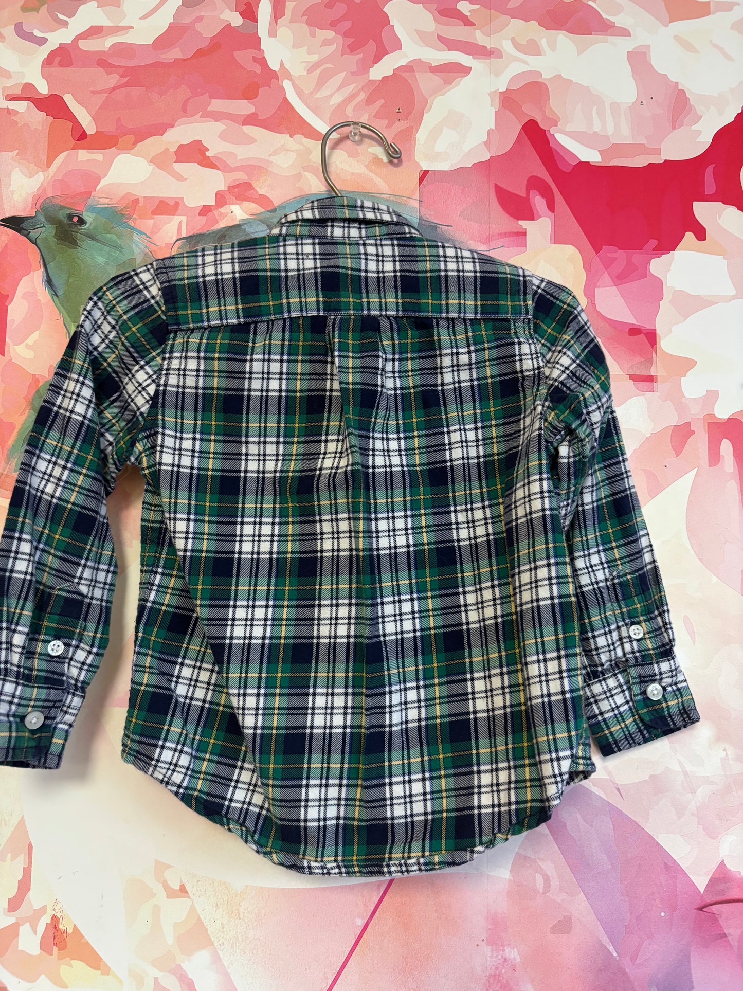 Janie & Jack blue/green plaid long sleeve button down. Size 2T.
