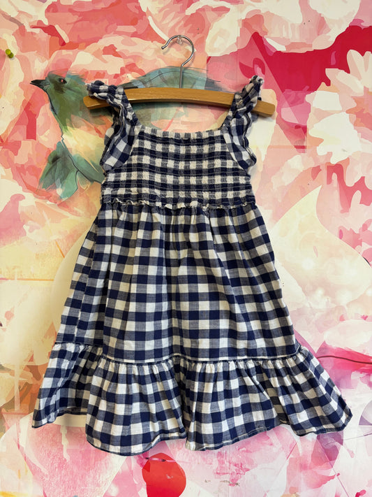 Crewcuts blue & white checkered summer dress. Size 3T.