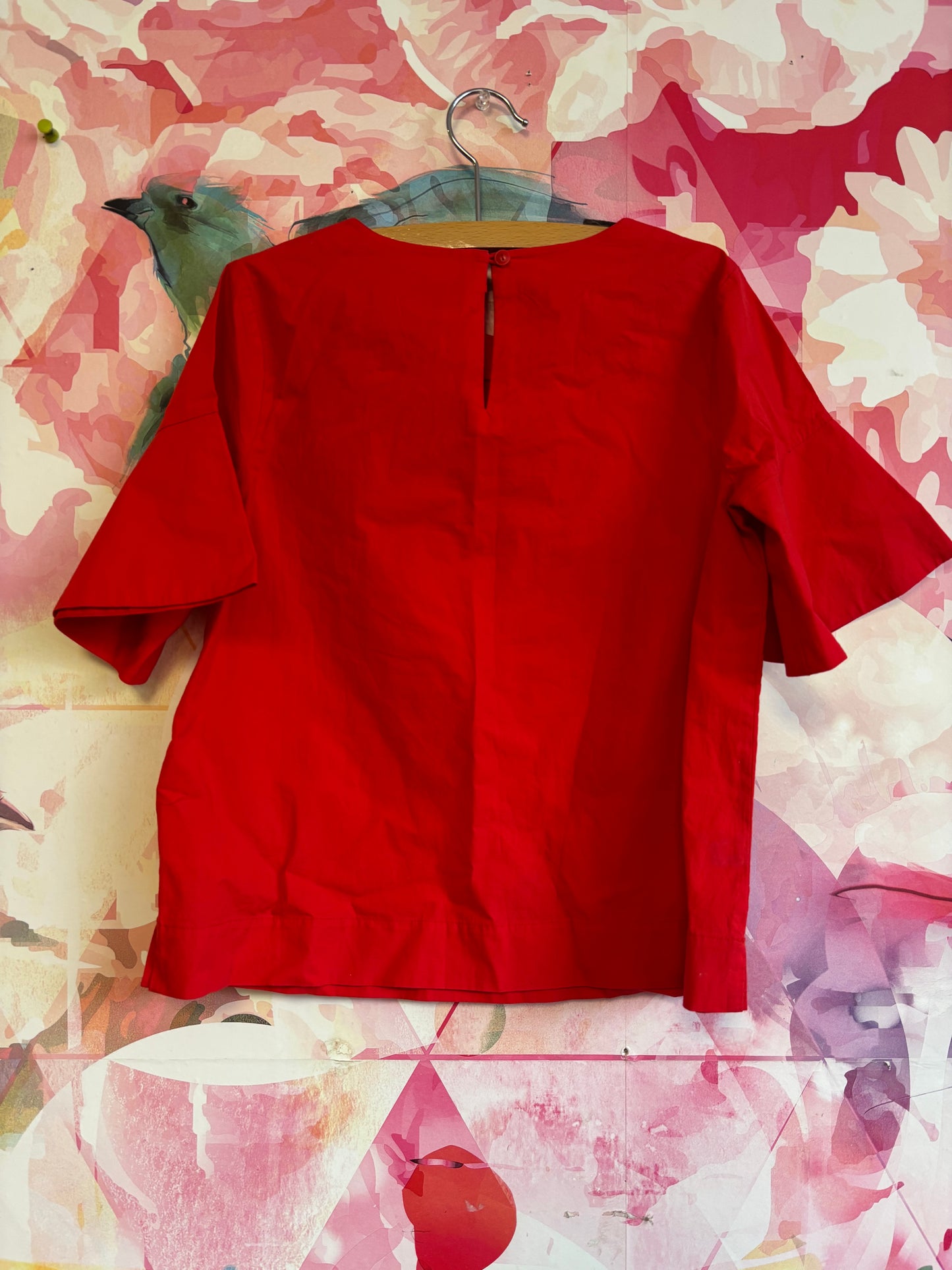 Crewcuts red short sleeve top with gemstone flowers. Size 10T.