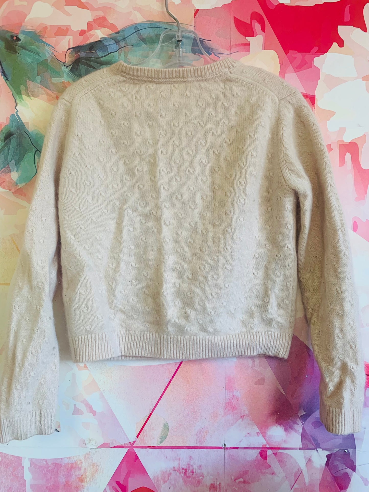 Mini Boden cream 100% cashmere cardigan. Size 6T / 7T