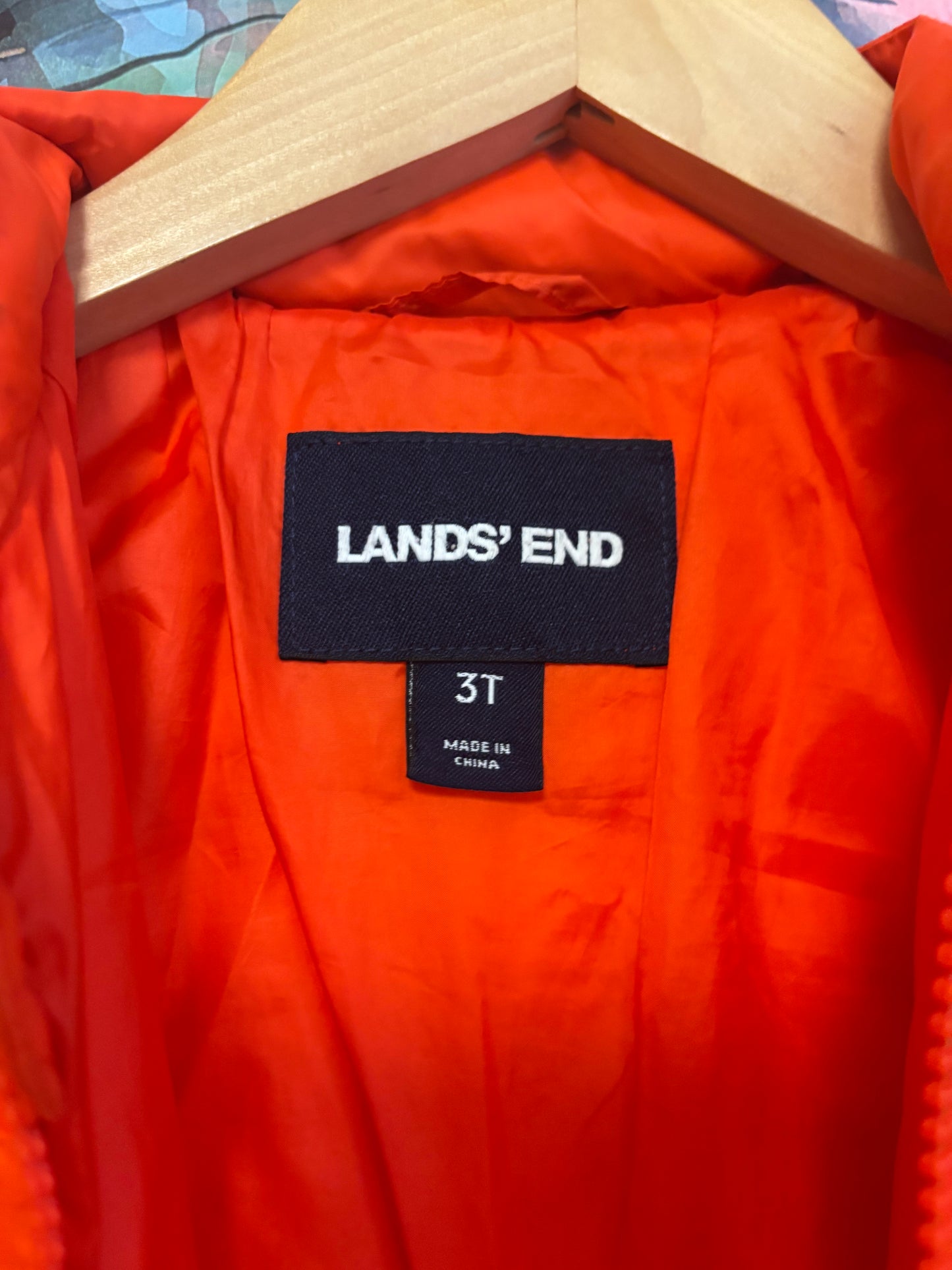 Lands End Orange puffy coat. Size 3T