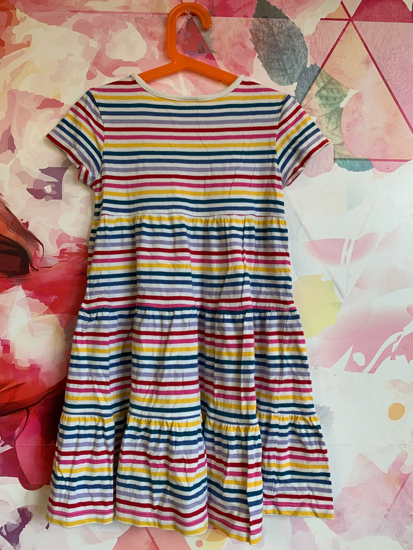 Hanna Andersson rainbow stripe short sleeve dress. Size 7/7