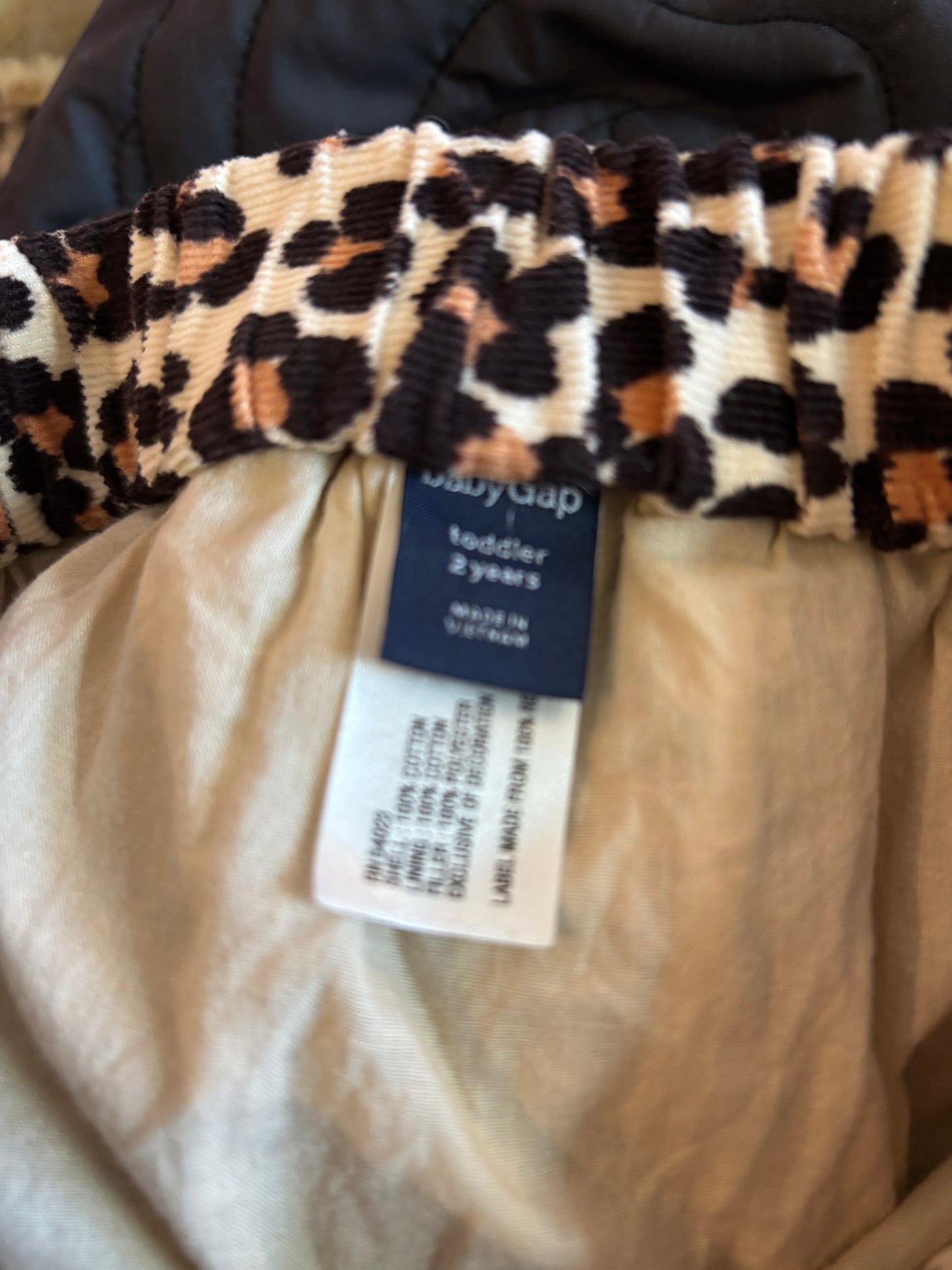 Baby Gap brown, cream, black animal print corduroy bubble skirt. Size 2T