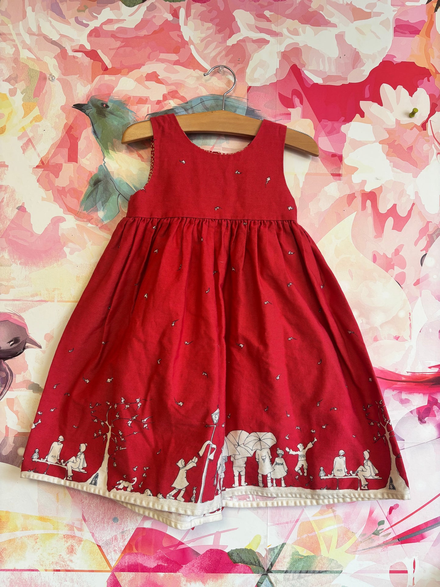 Poppy Girls red cotton Martha sleeveless Party Dress. Size 5T / 6T.
