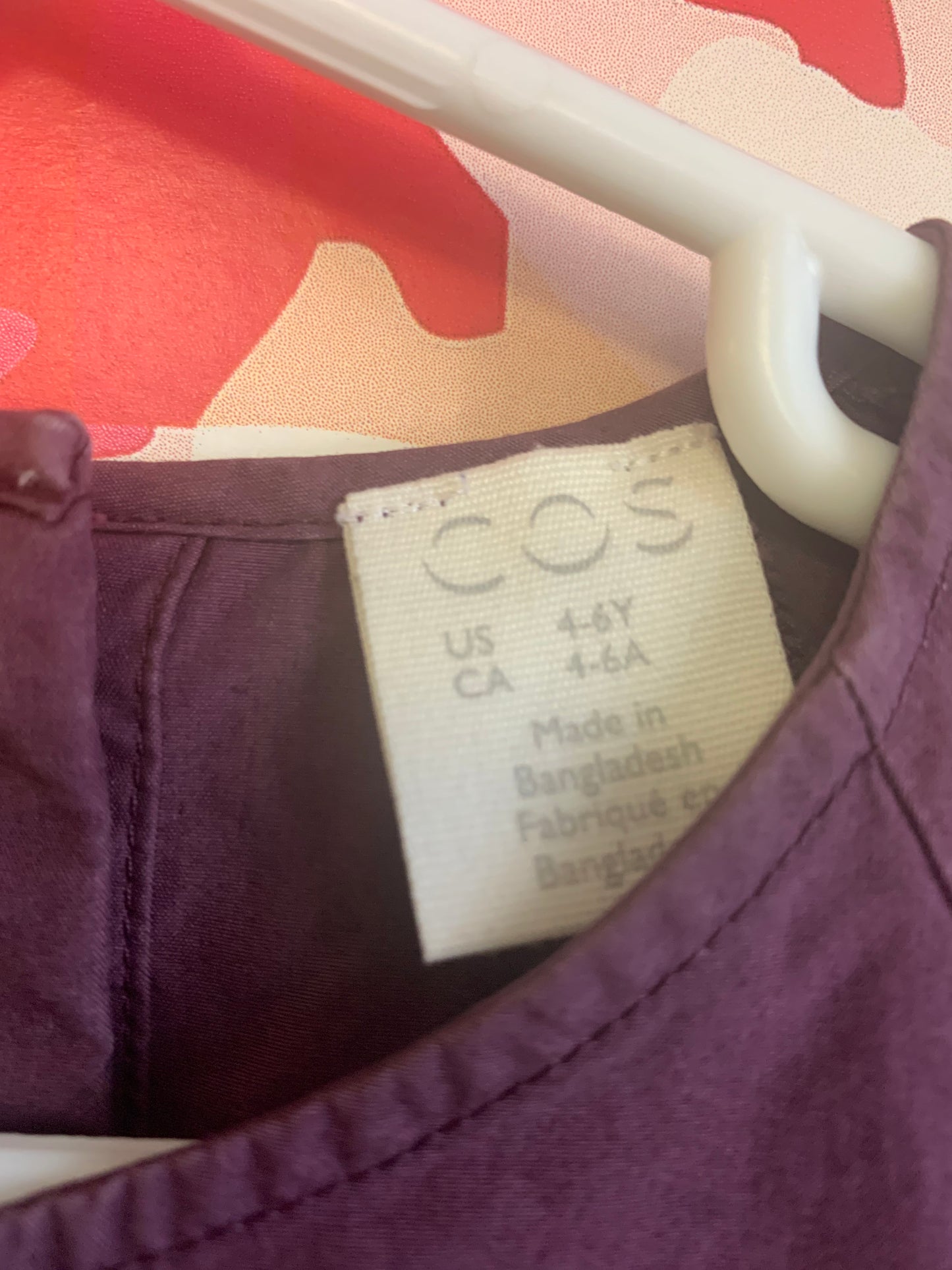 COS short sleeve purple dress with one pocket. Snap closure on back. Size 4T - 6T