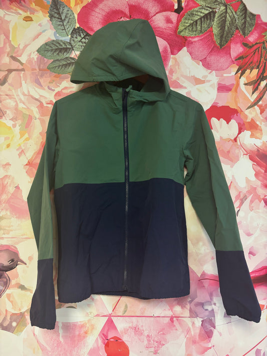 Crewcuts Outerwear blue & green spring jacket with hood. Size XL